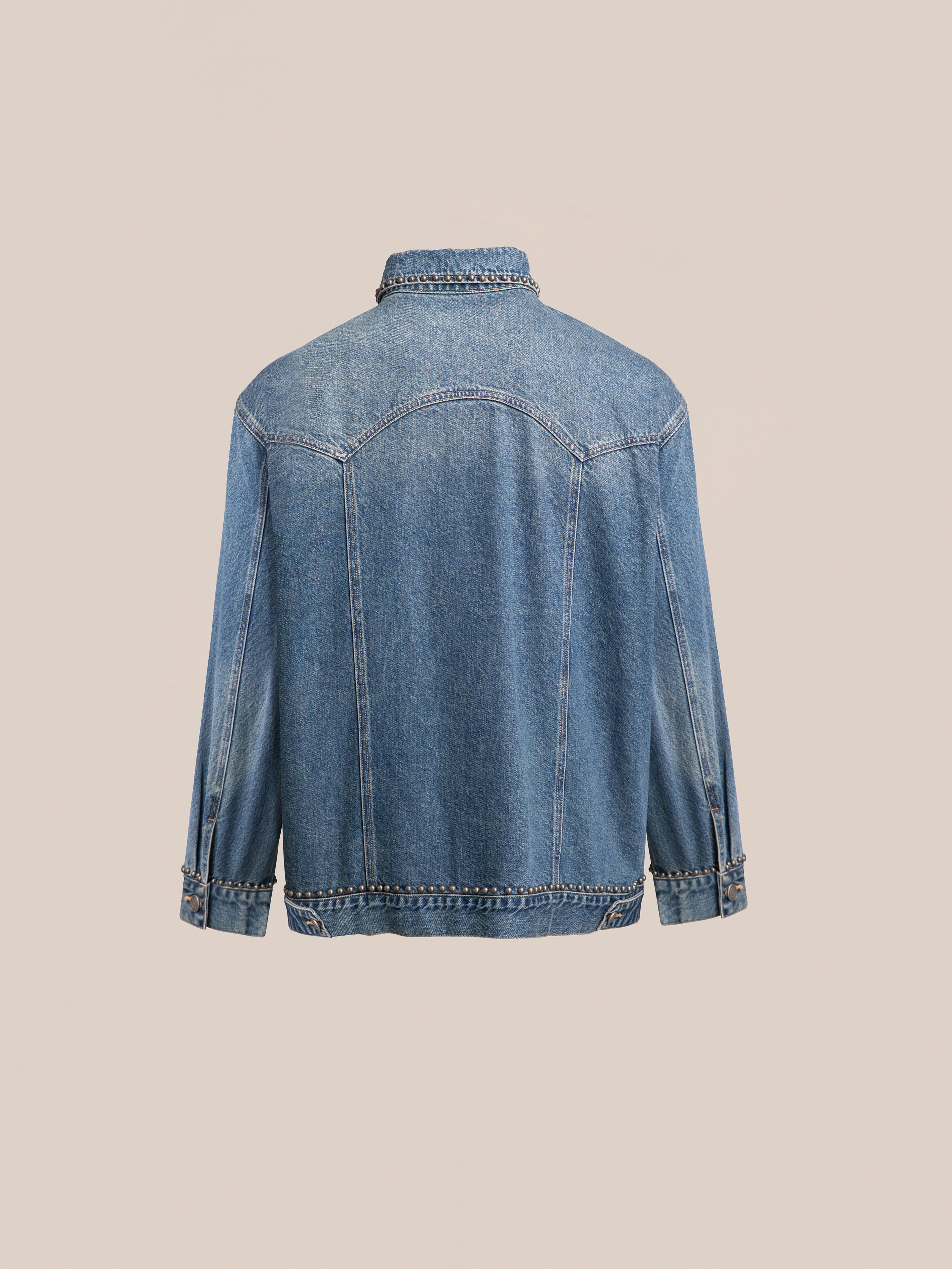 Azar Studded Denim Trucker Jacket