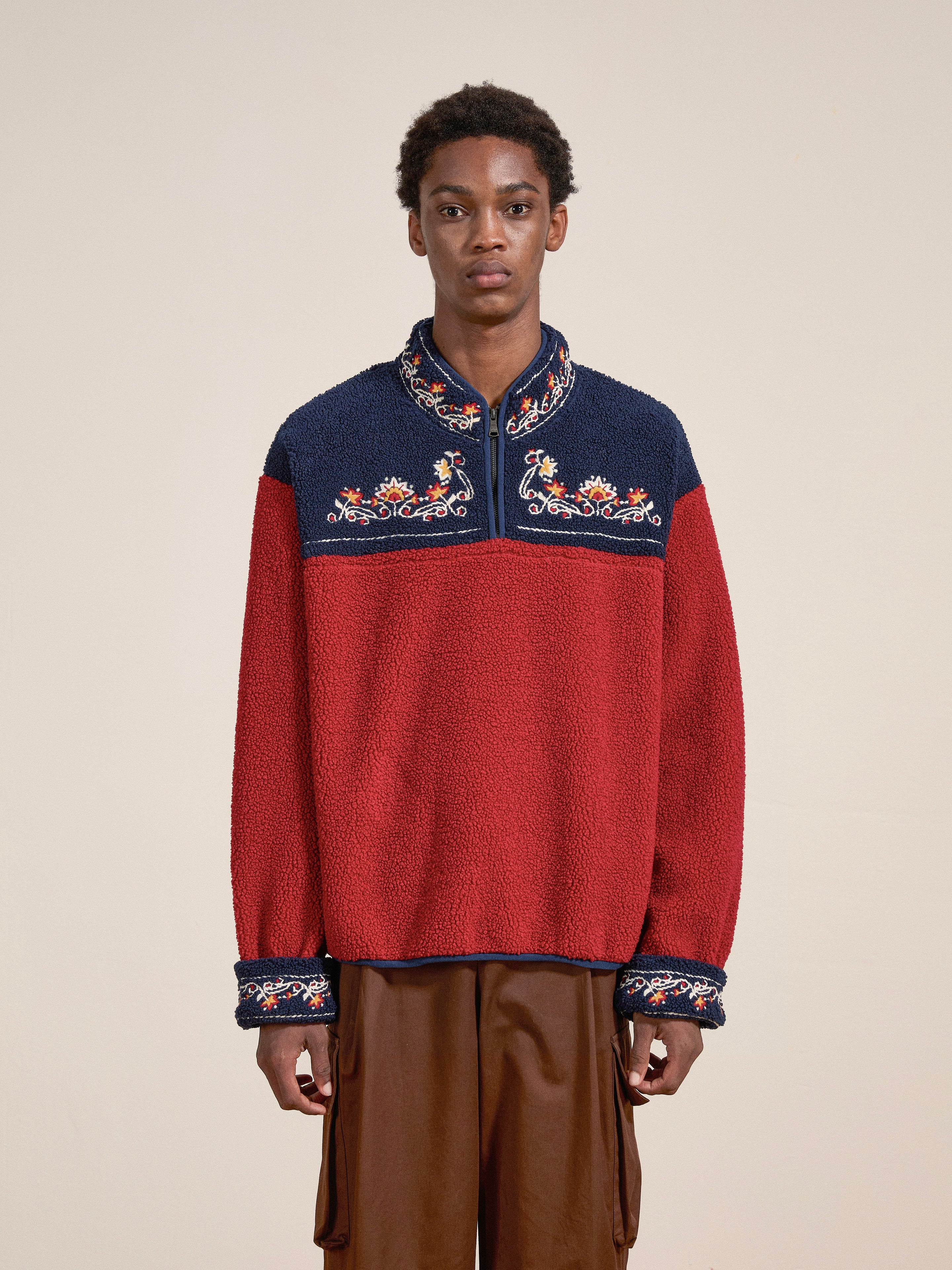 PHERROW'S BAKA-PILE Sサイズ ジャケット Pahari Floral Embroidered Sherpa Pullover