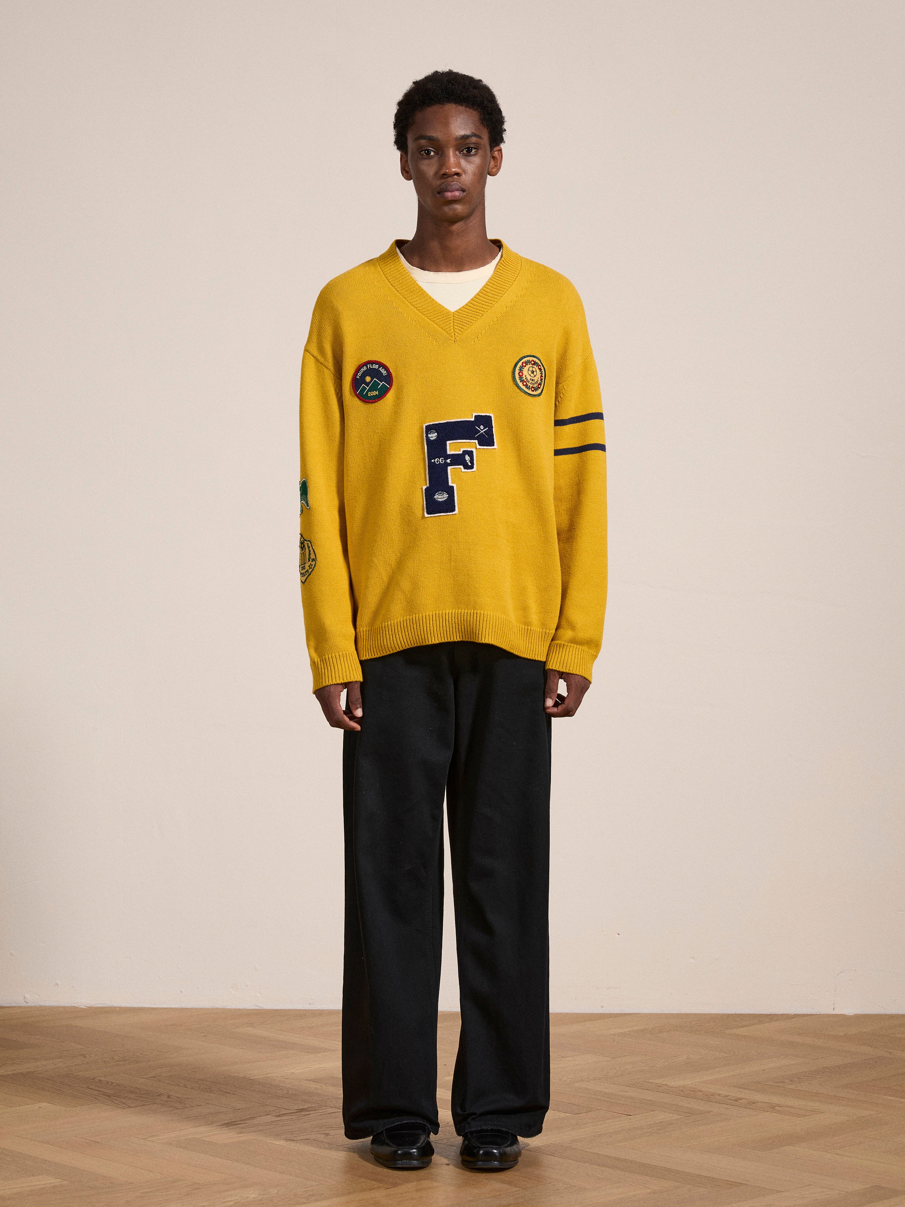 Arrow-Wood Varsity Knit Sweater