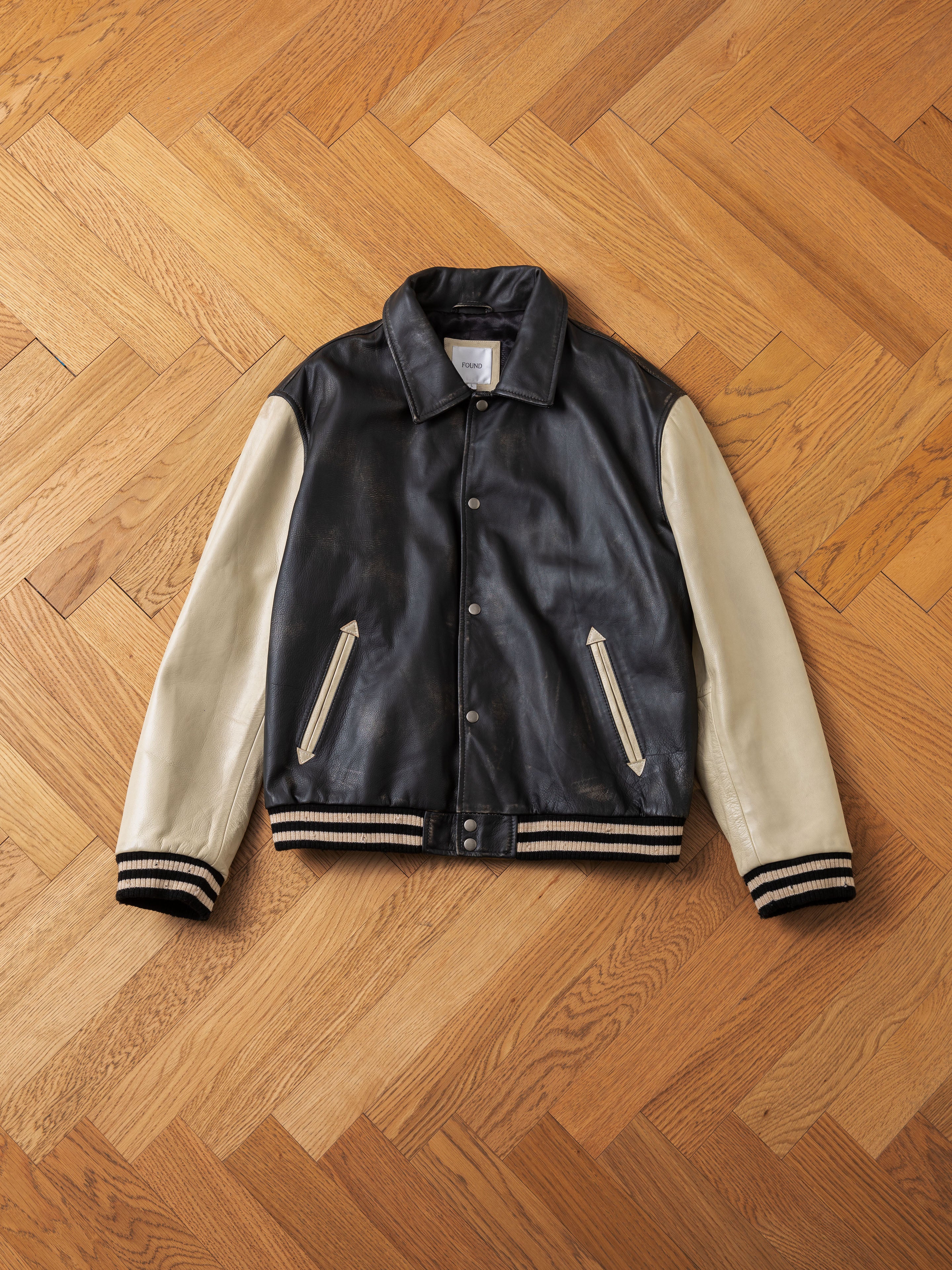 Logan Distressed Leather Varsity Jacket
