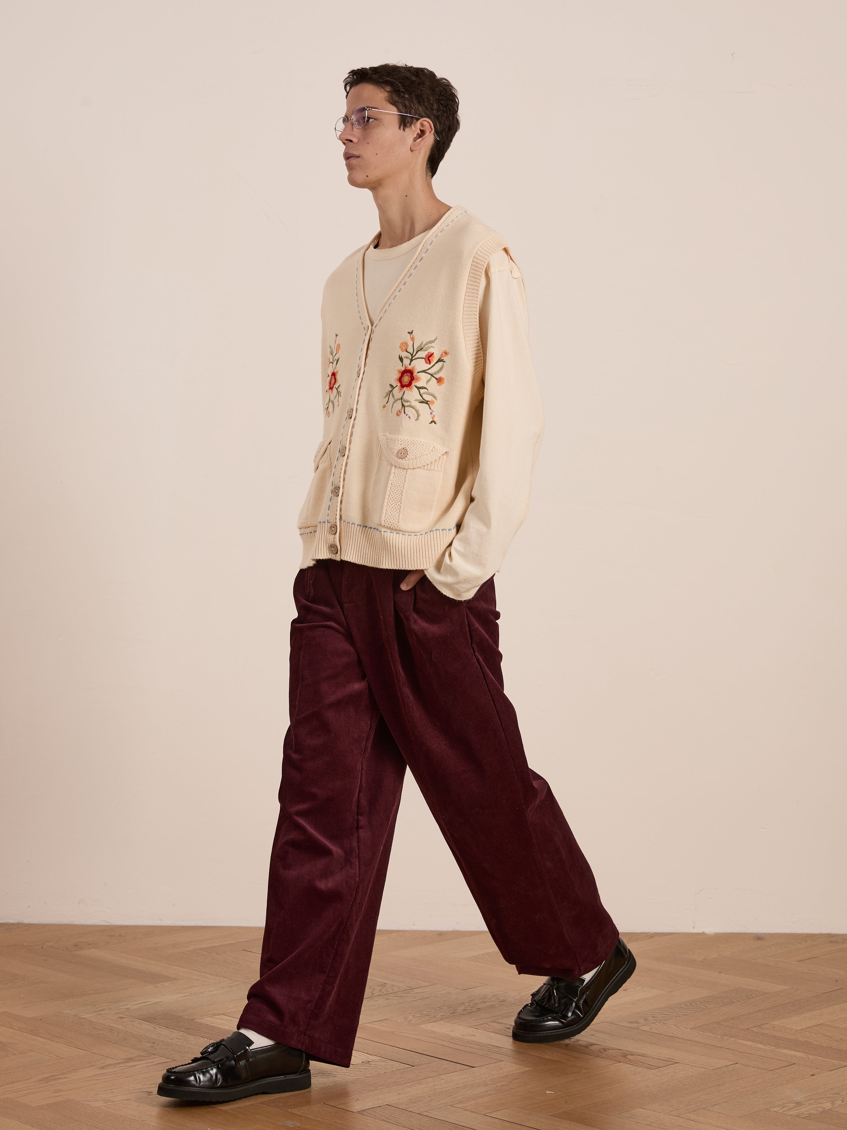 Floral Embroidered Knit Vest