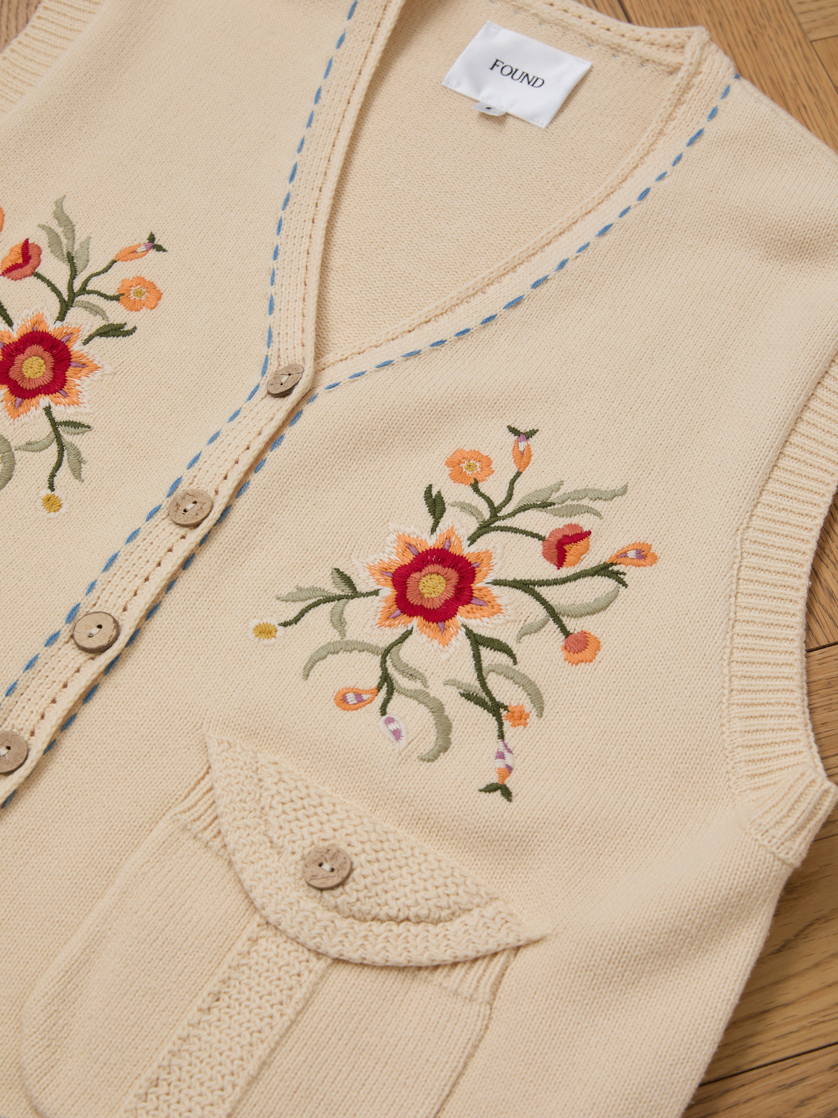 ◎ vintage flower embroidered knit vest Floral Embroidered Knit Vest