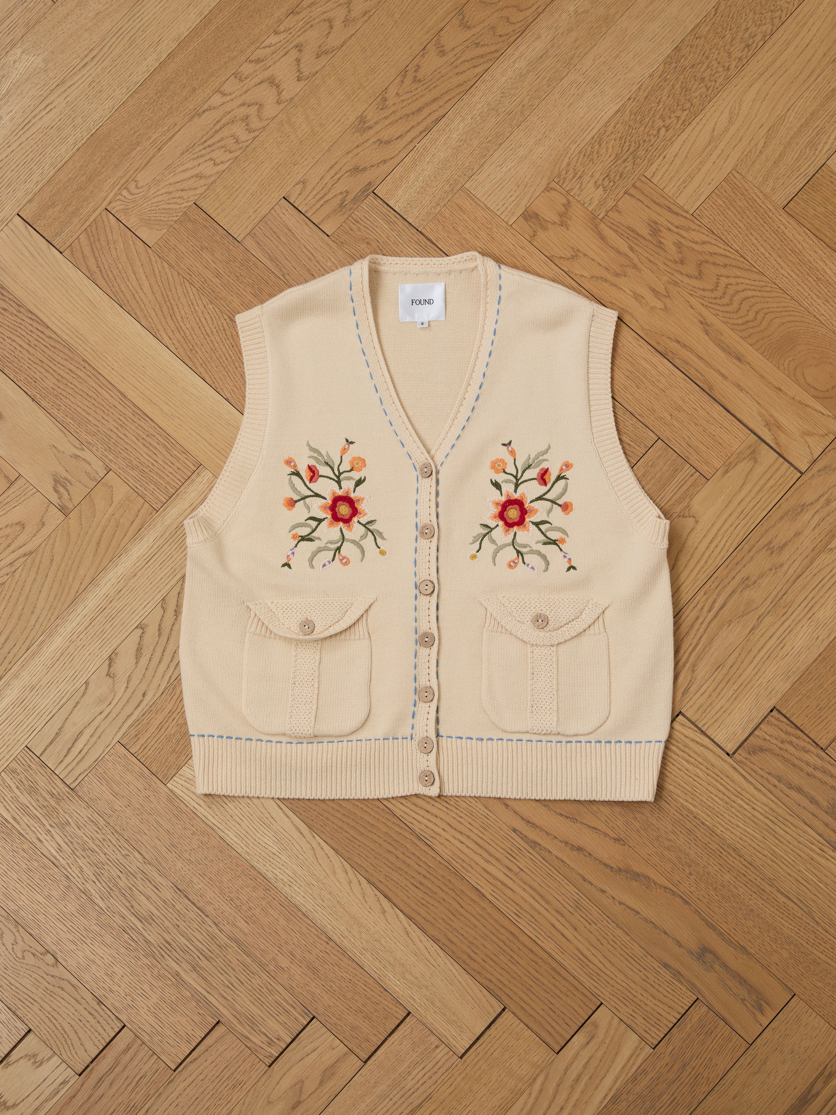 Floral Embroidered Knit Vest