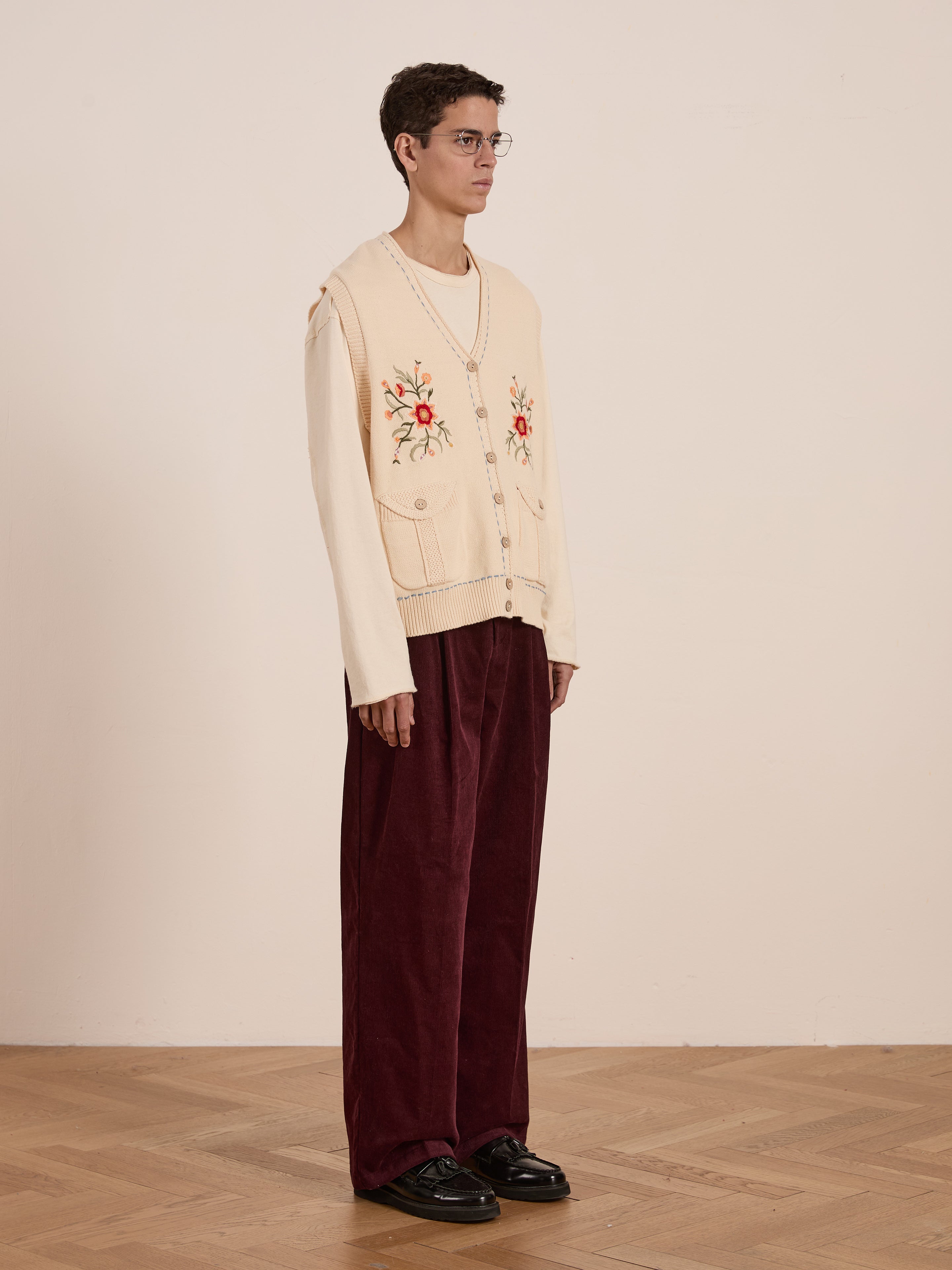 Floral Embroidered Knit Vest