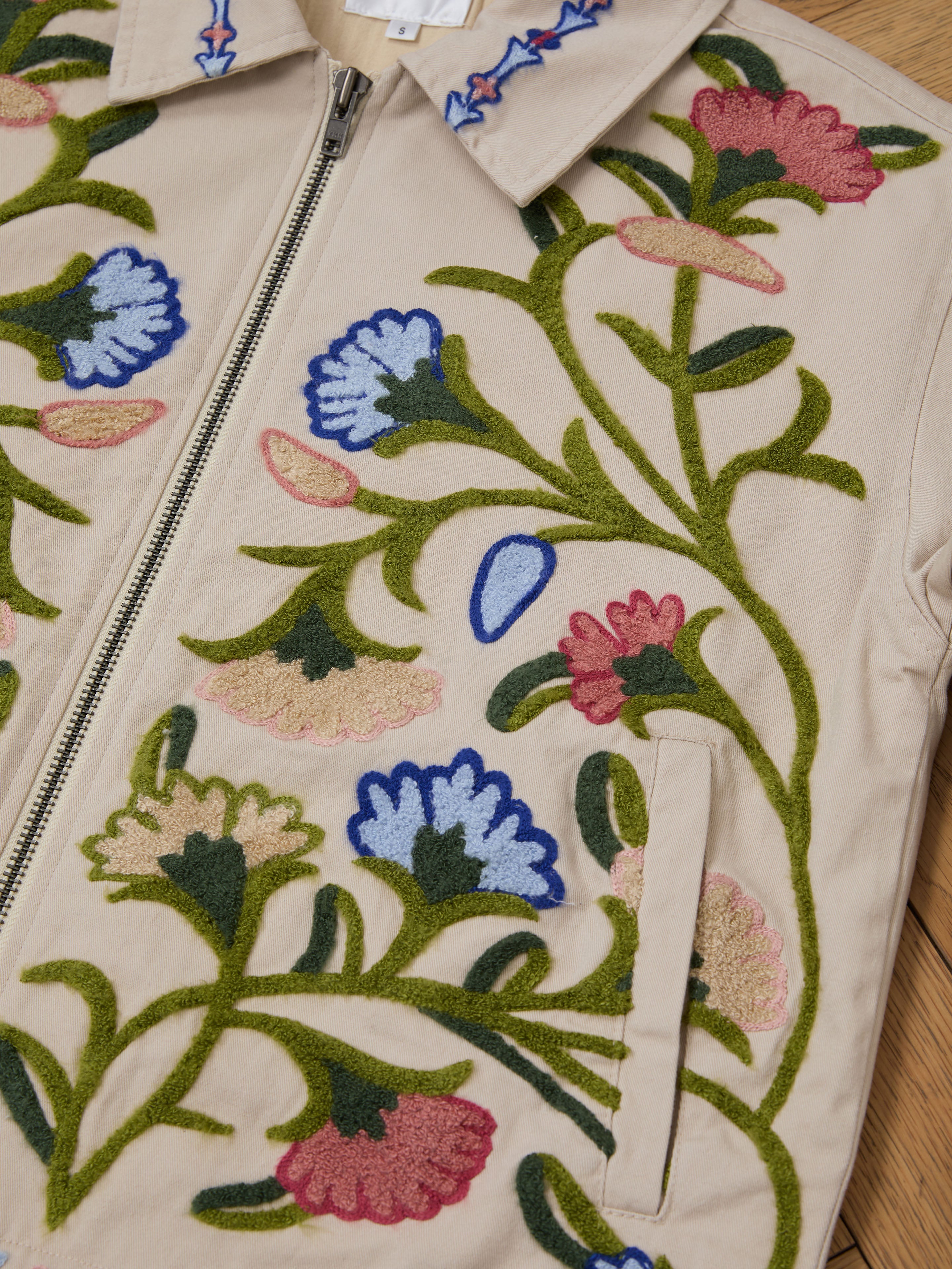 Floral Embroidered Work Jacket
