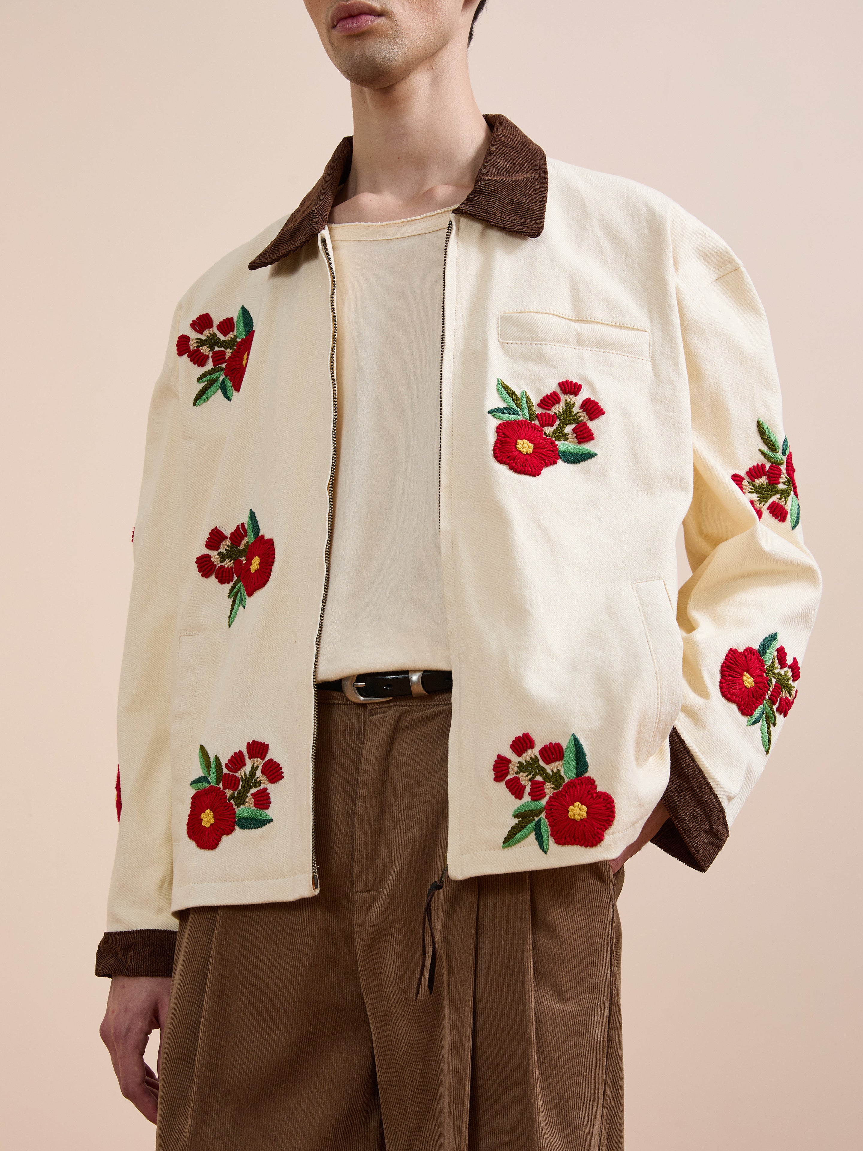 Floral Hand Embroidered Work Jacket