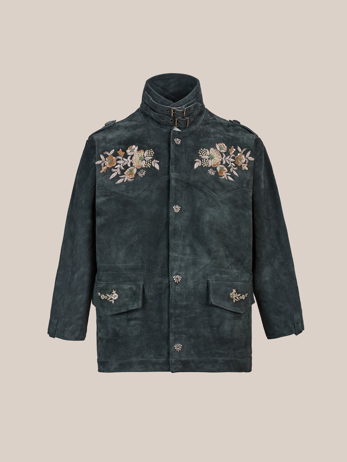 Hand Embroidered Suede M65 Jacket