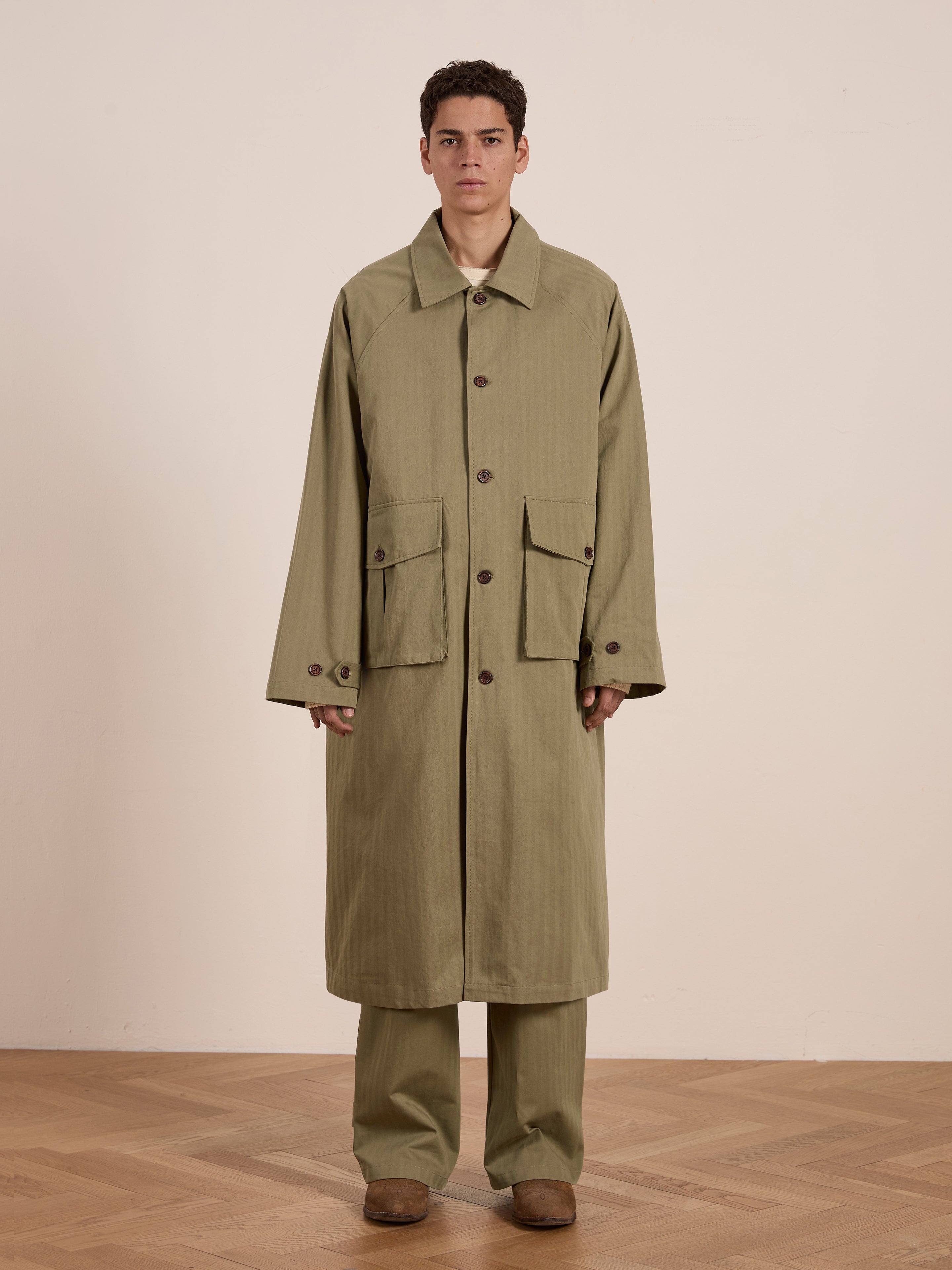 Herringbone Twill Trench Coat