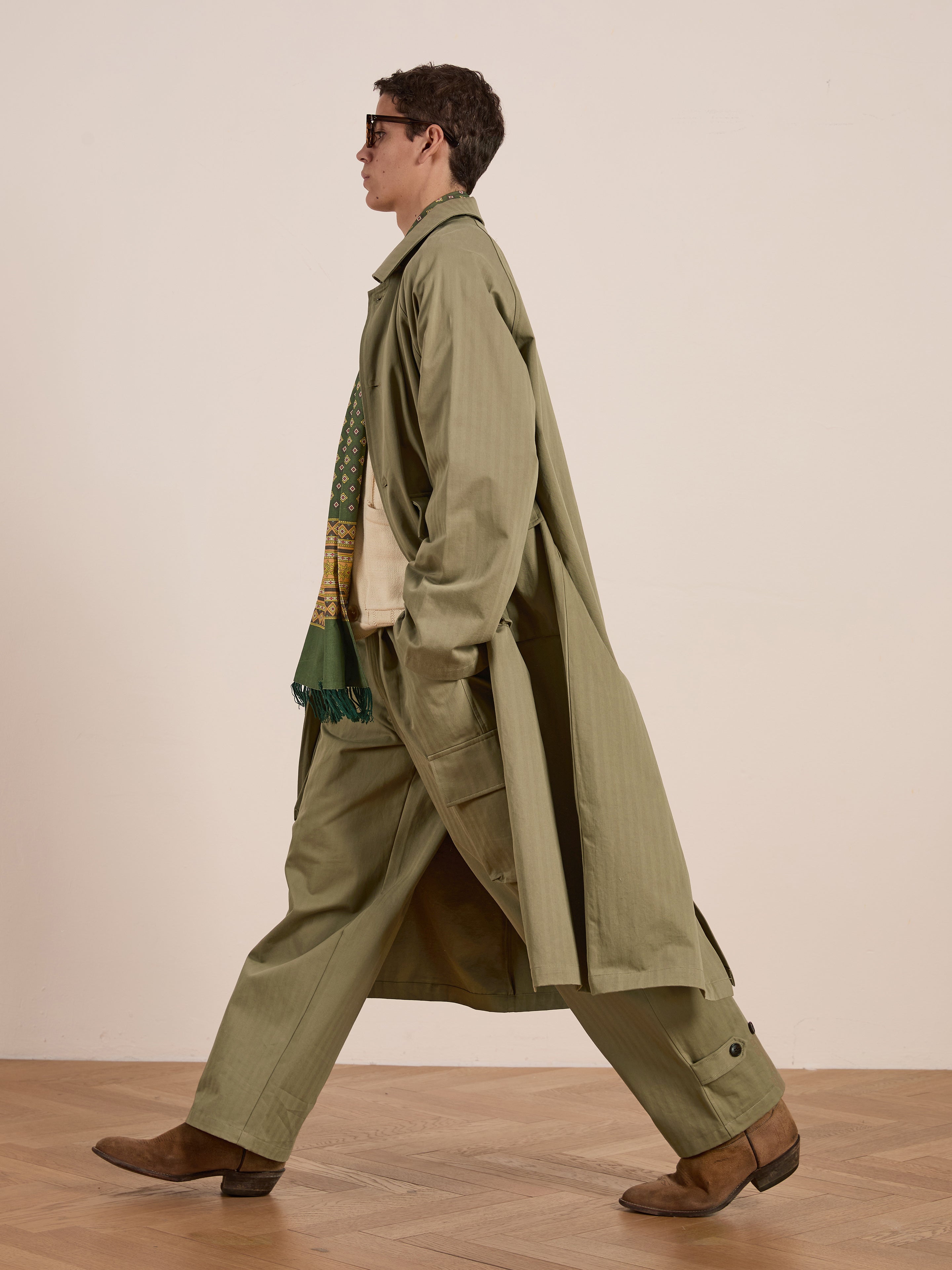 Herringbone Twill Trench Coat