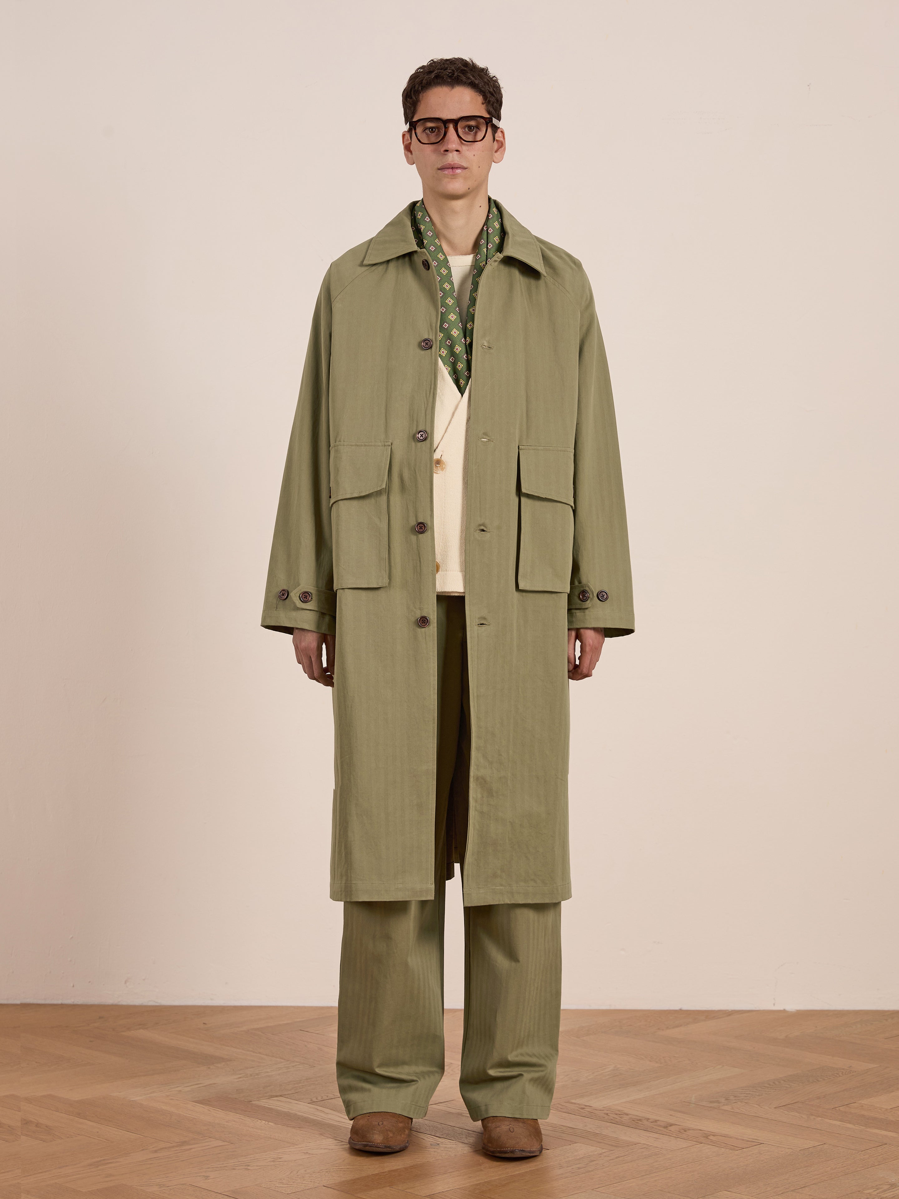 Herringbone Twill Trench Coat