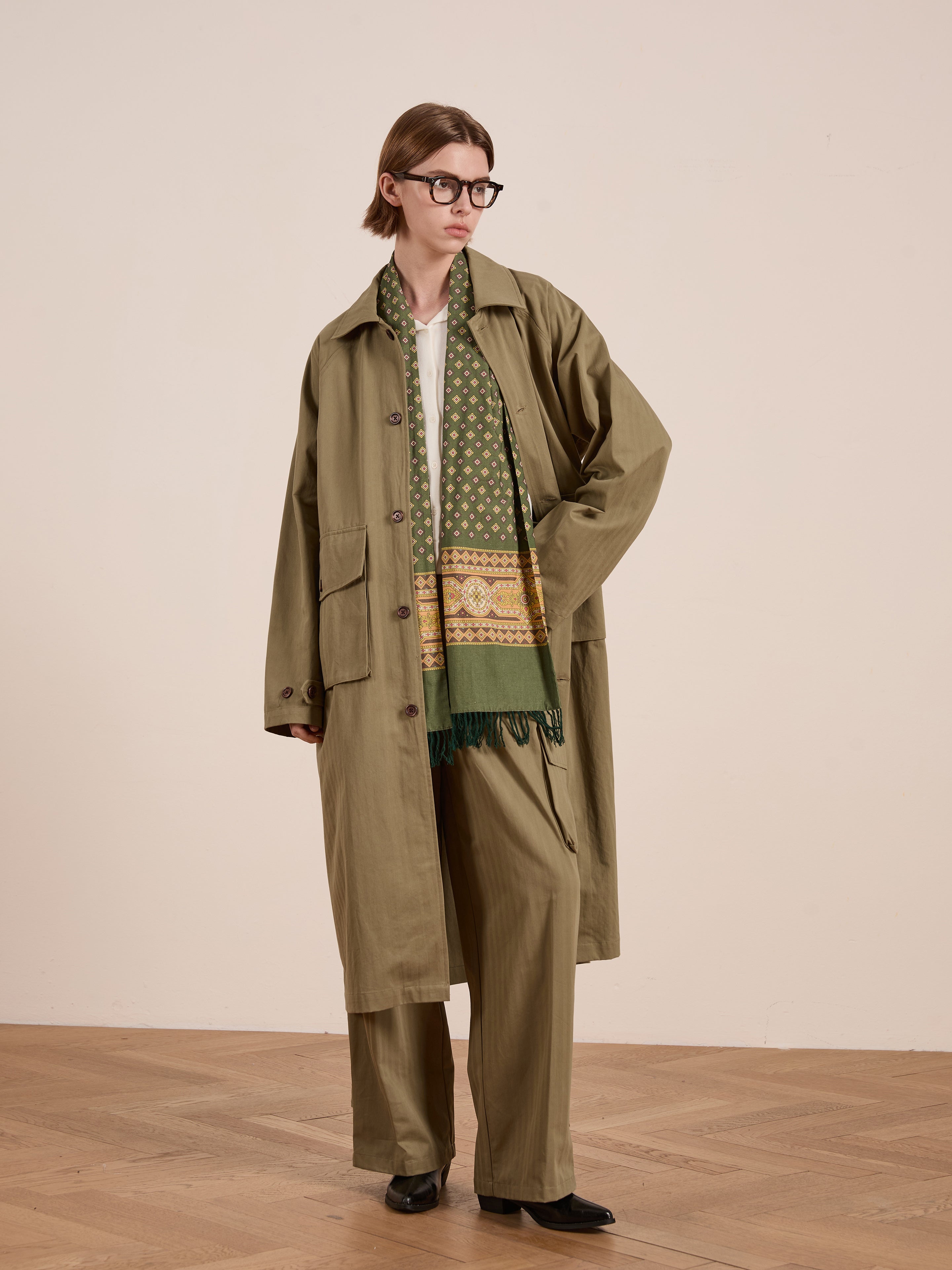 Herringbone Twill Trench Coat