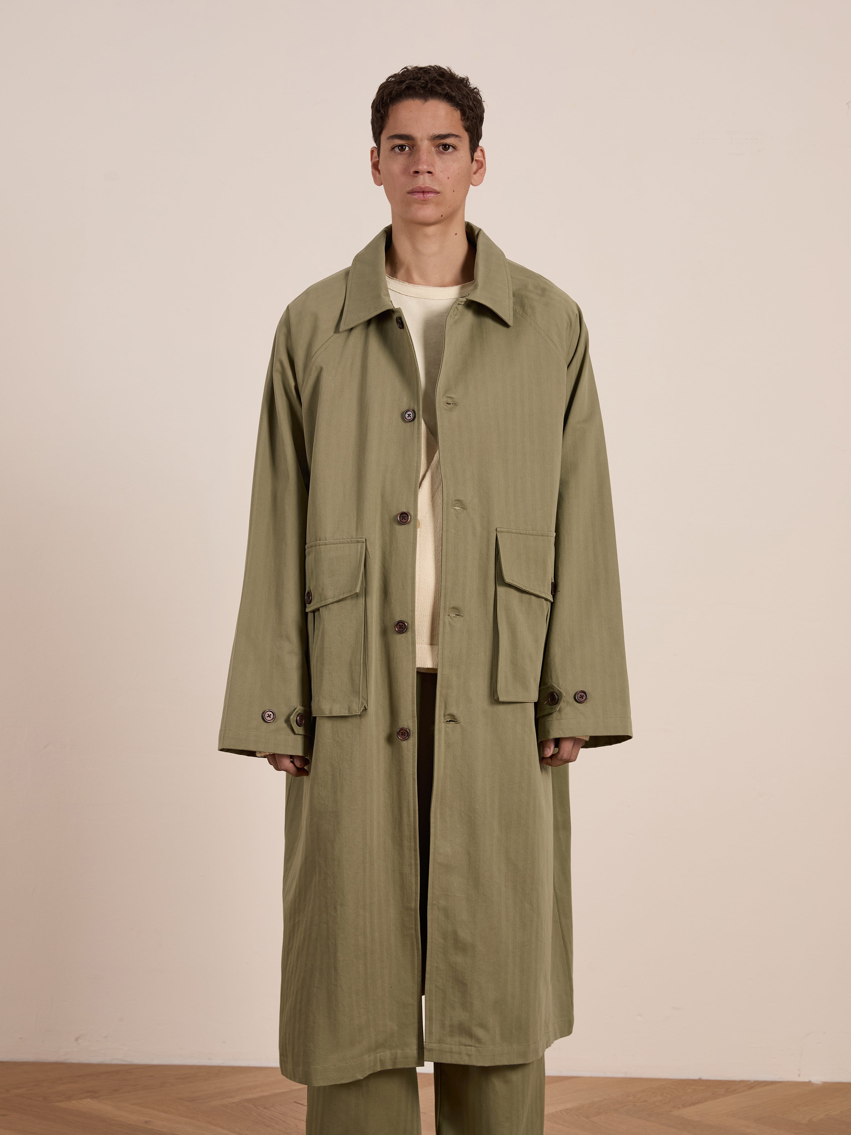 Herringbone Twill Trench Coat