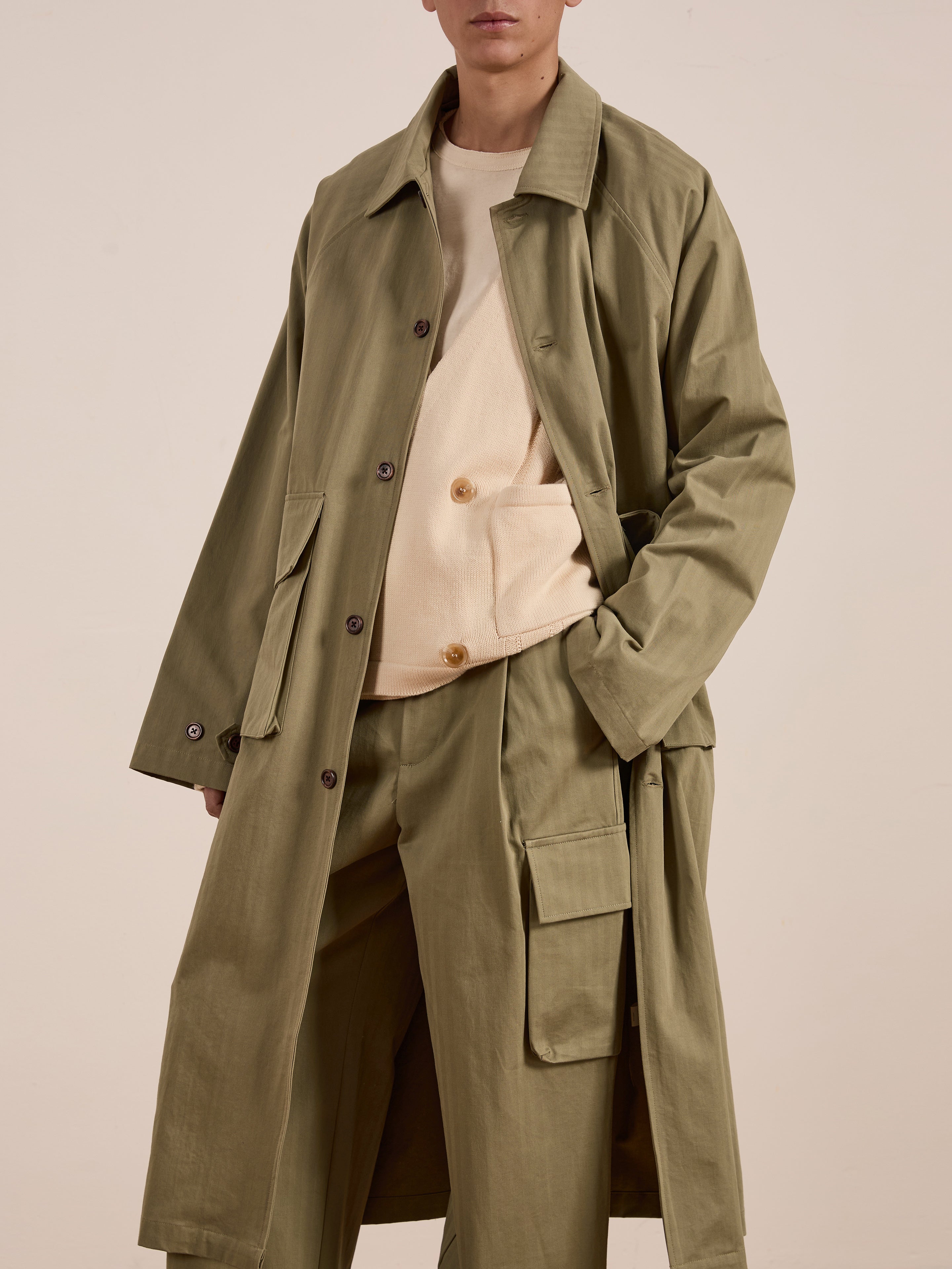Herringbone Twill Trench Coat