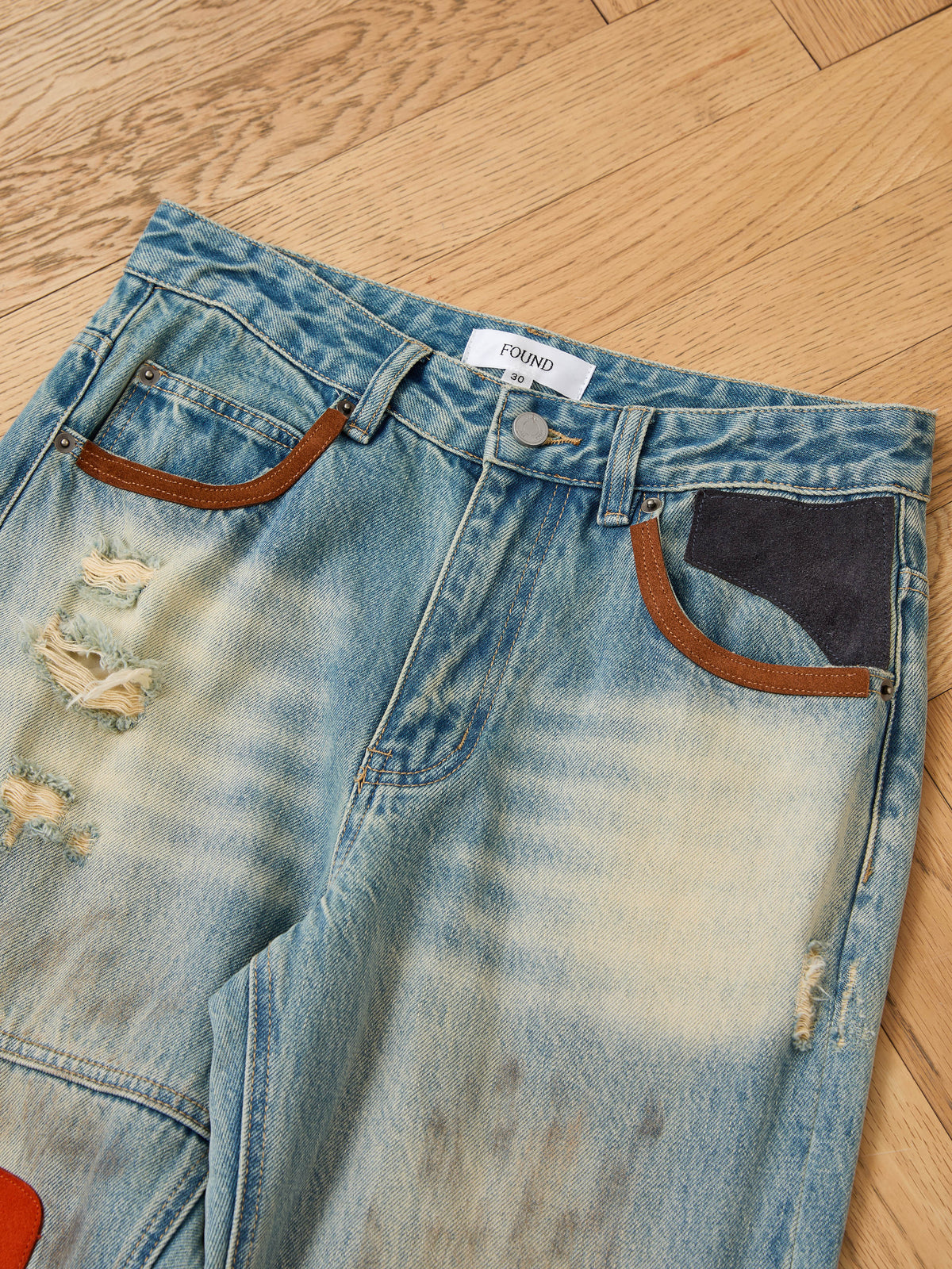 Leather Patch Jeans