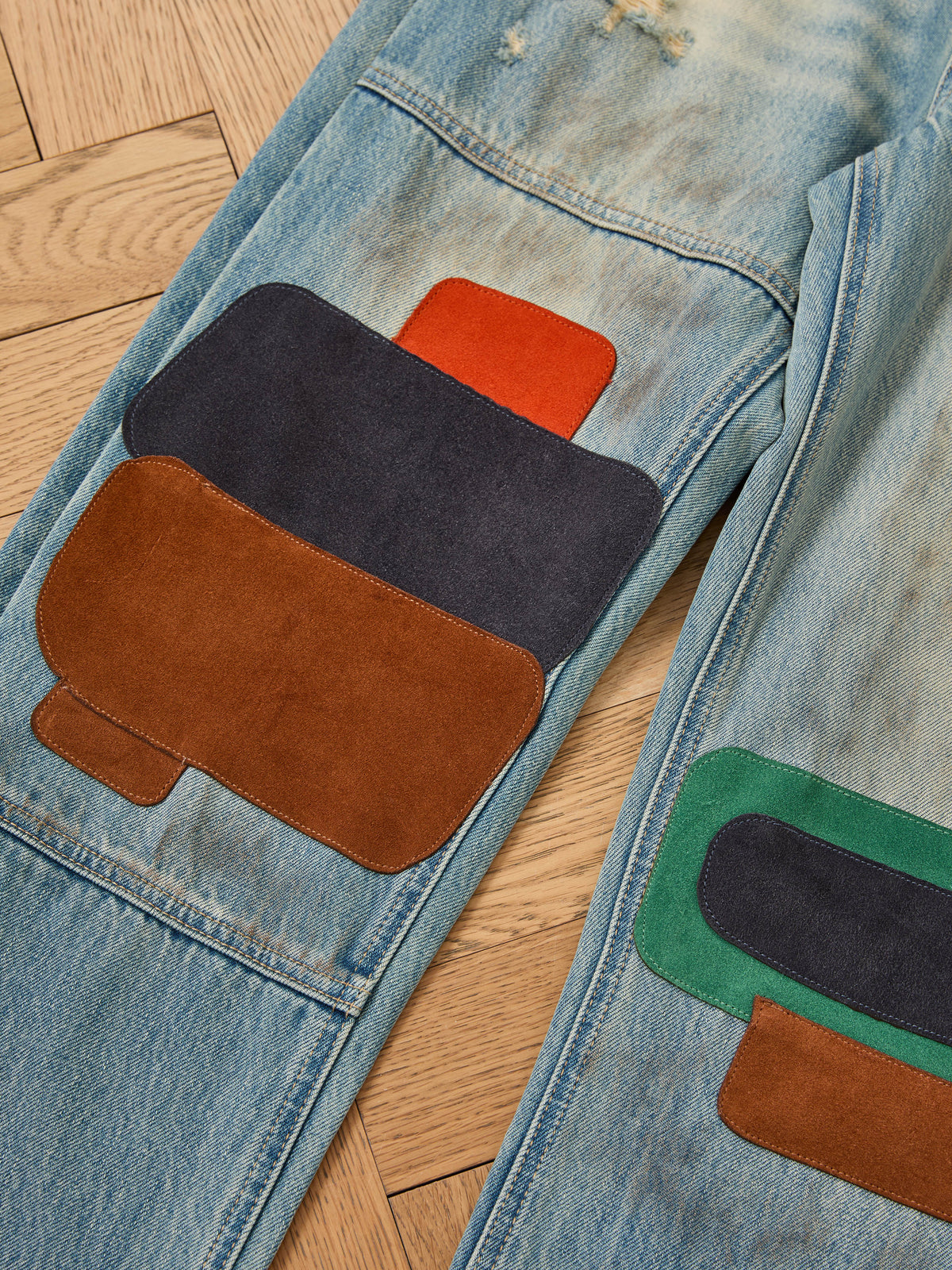 Leather Patch Jeans