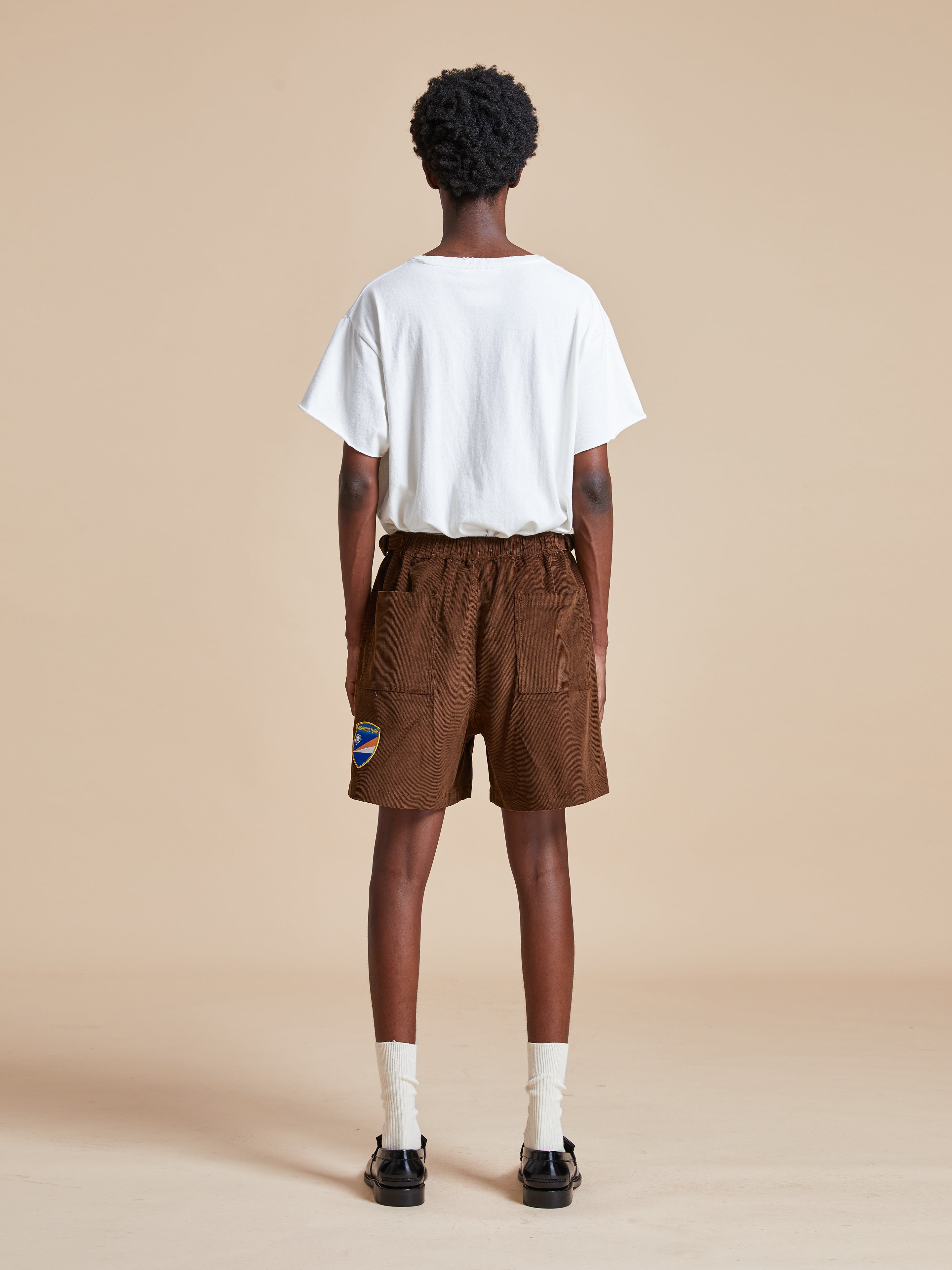 Corduroy Patch Shorts in Brown