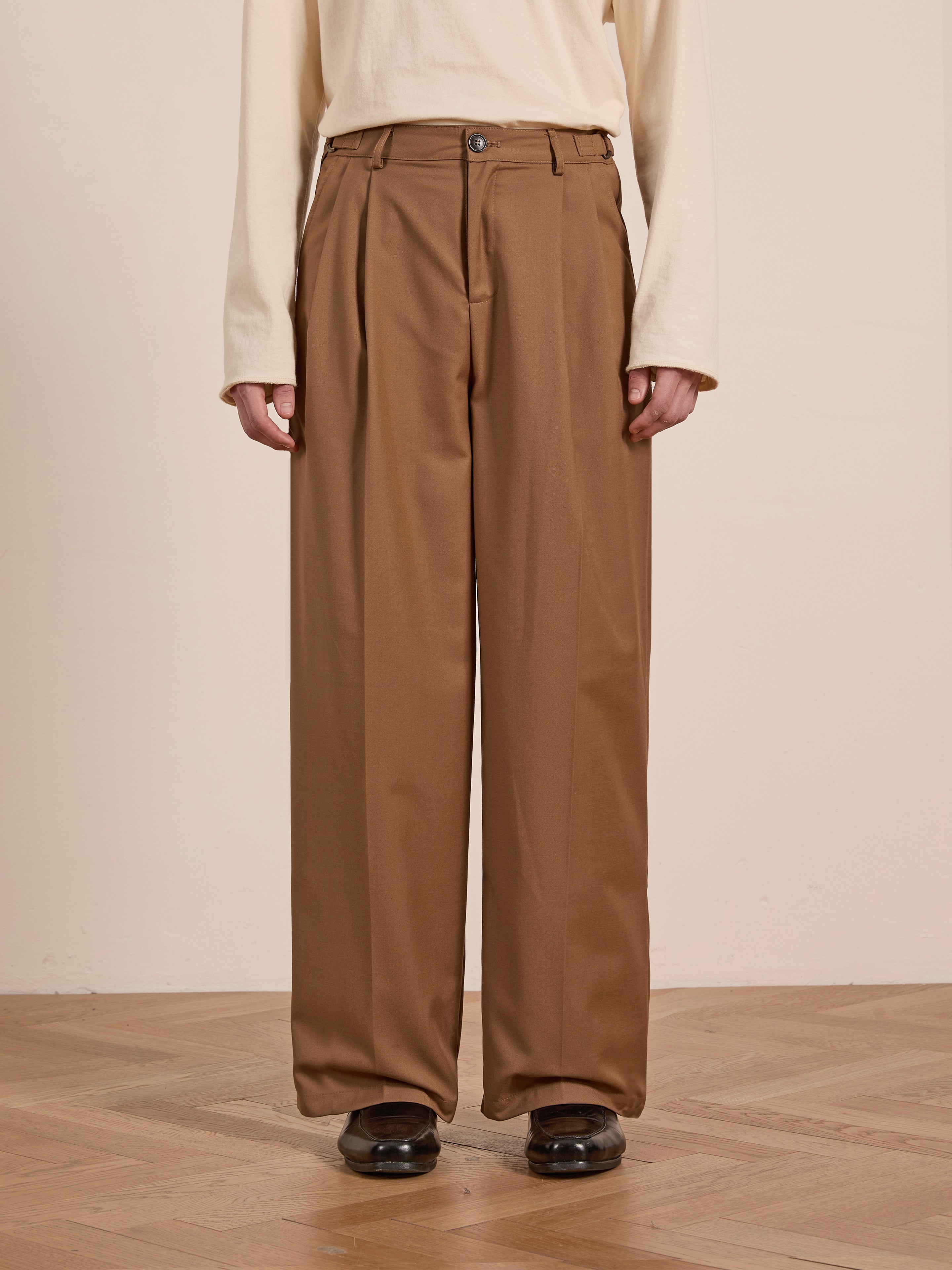 PLEATED TROUSERS (TYPE-2)【BROWN】　美品 Pleated Trousers