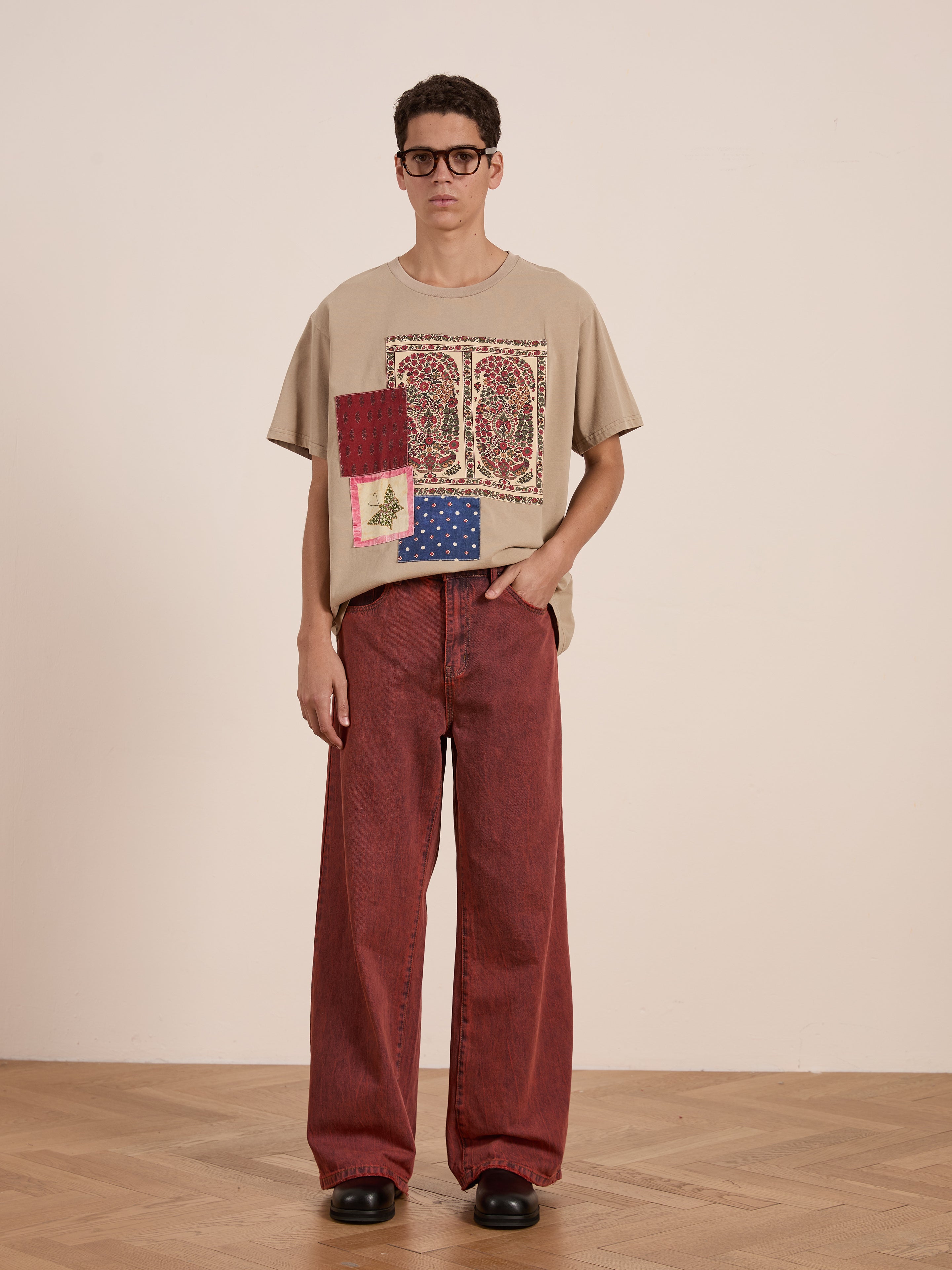 smoothmood パッチワークT Floral Patchwork Tee Shalott Floral Patchwork Tee (15th) - Smooth Mood
