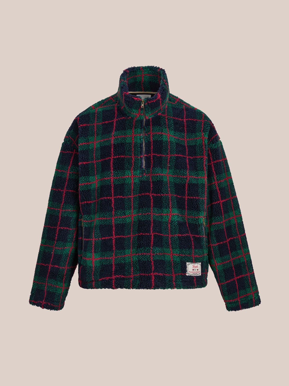 Plaid Quarter Zip Fleece Pullover
