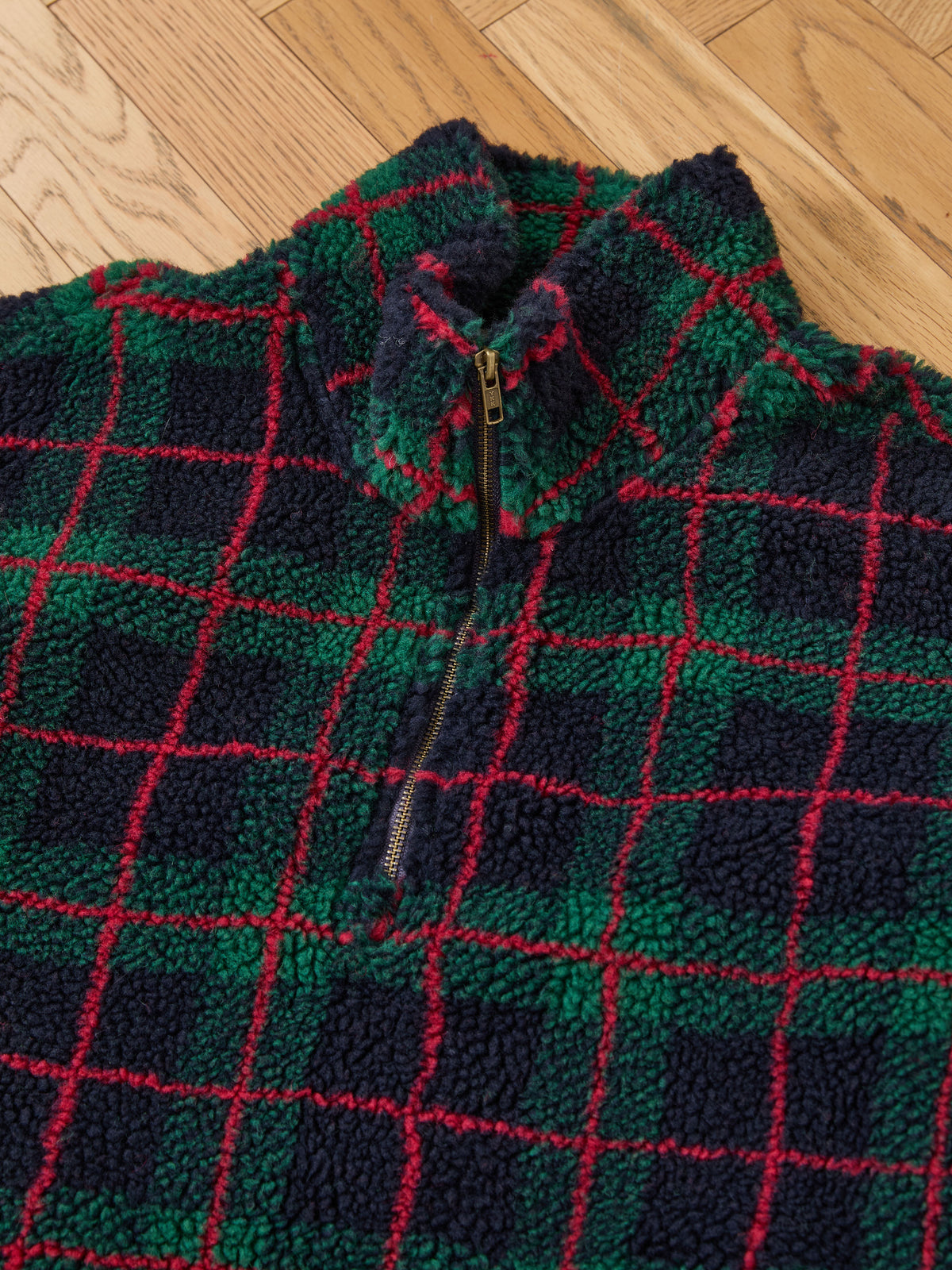 Plaid Quarter Zip Fleece Pullover