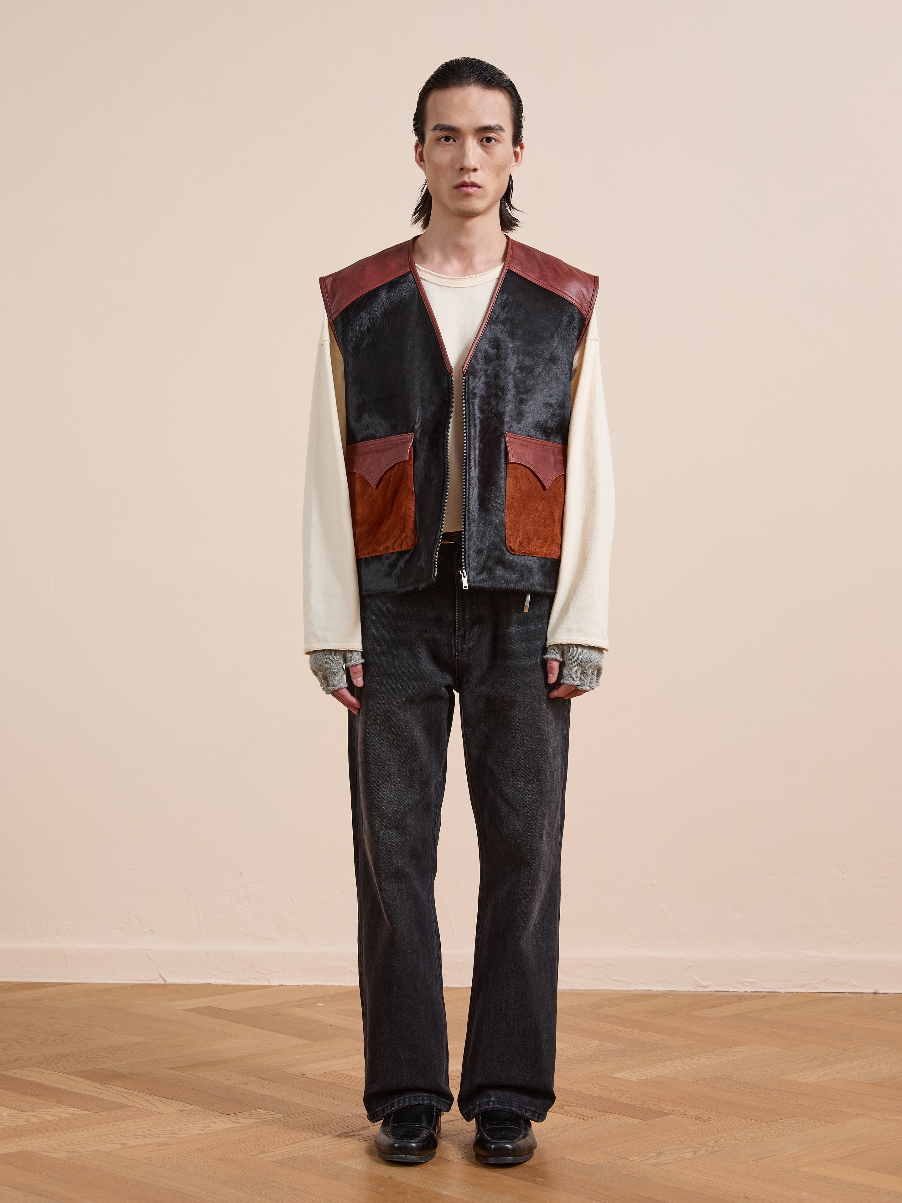 Fur Western Leather Vest