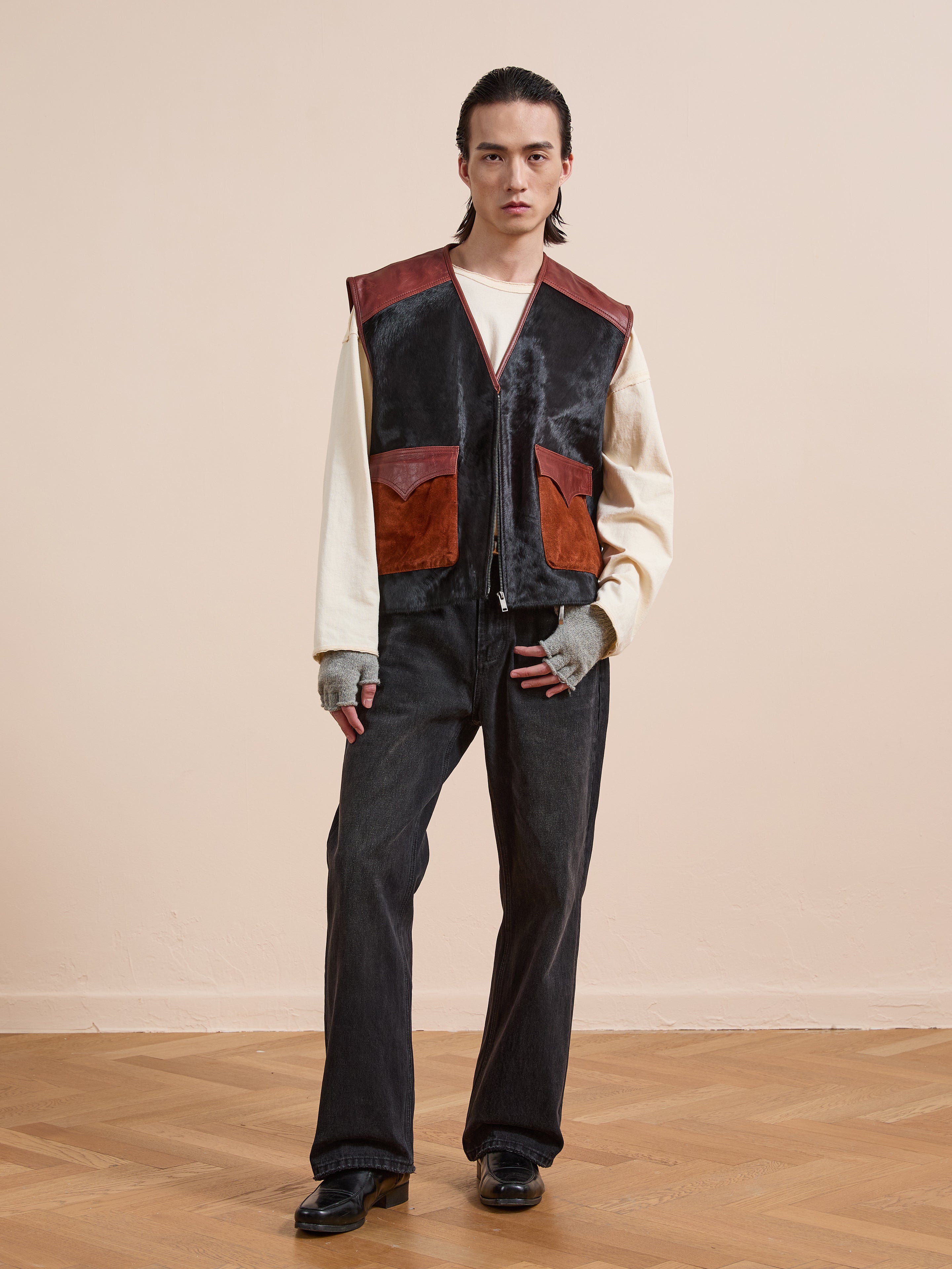 leather dress vest Fur Western Leather Vest