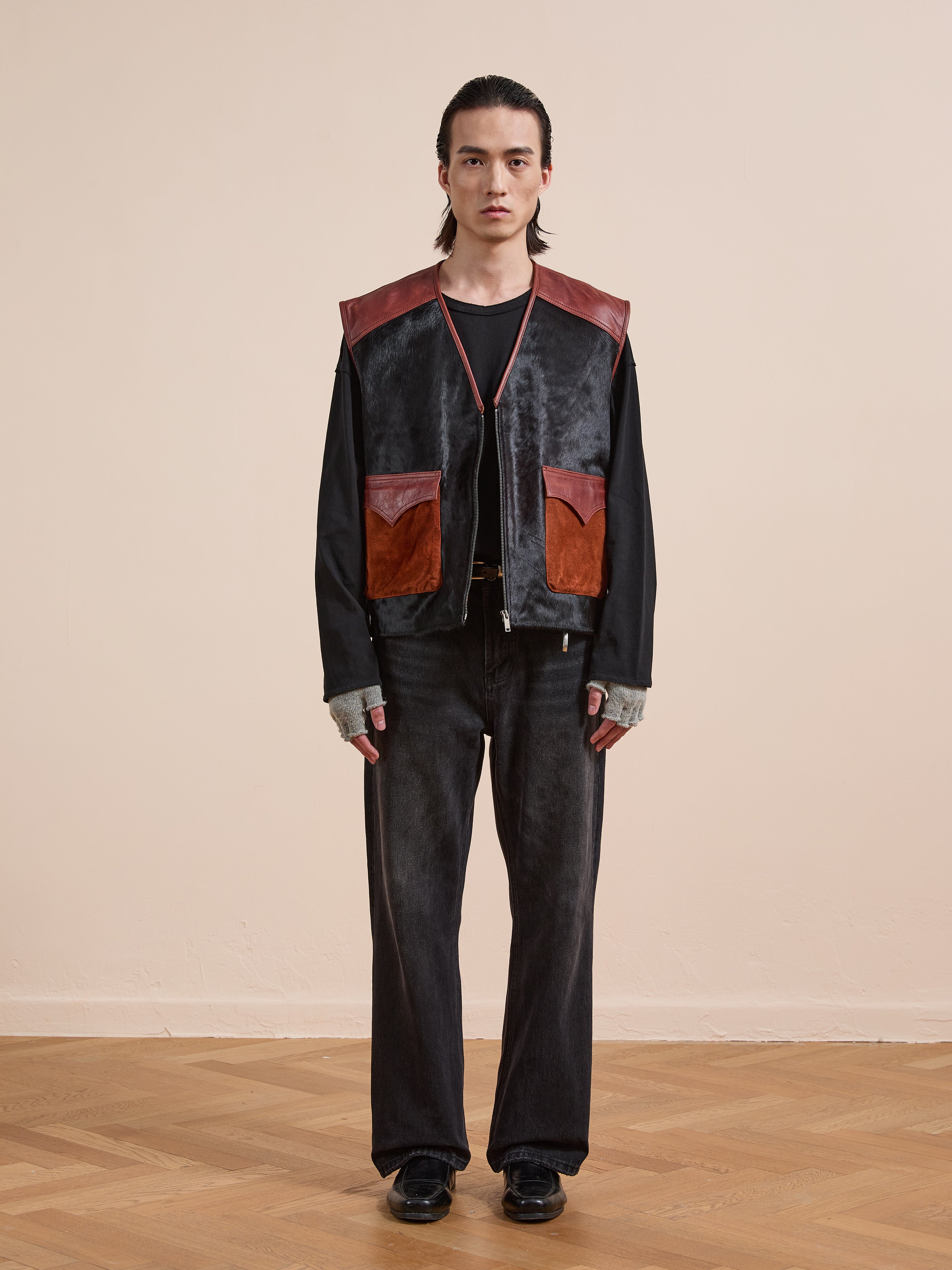 Fur Western Leather Vest