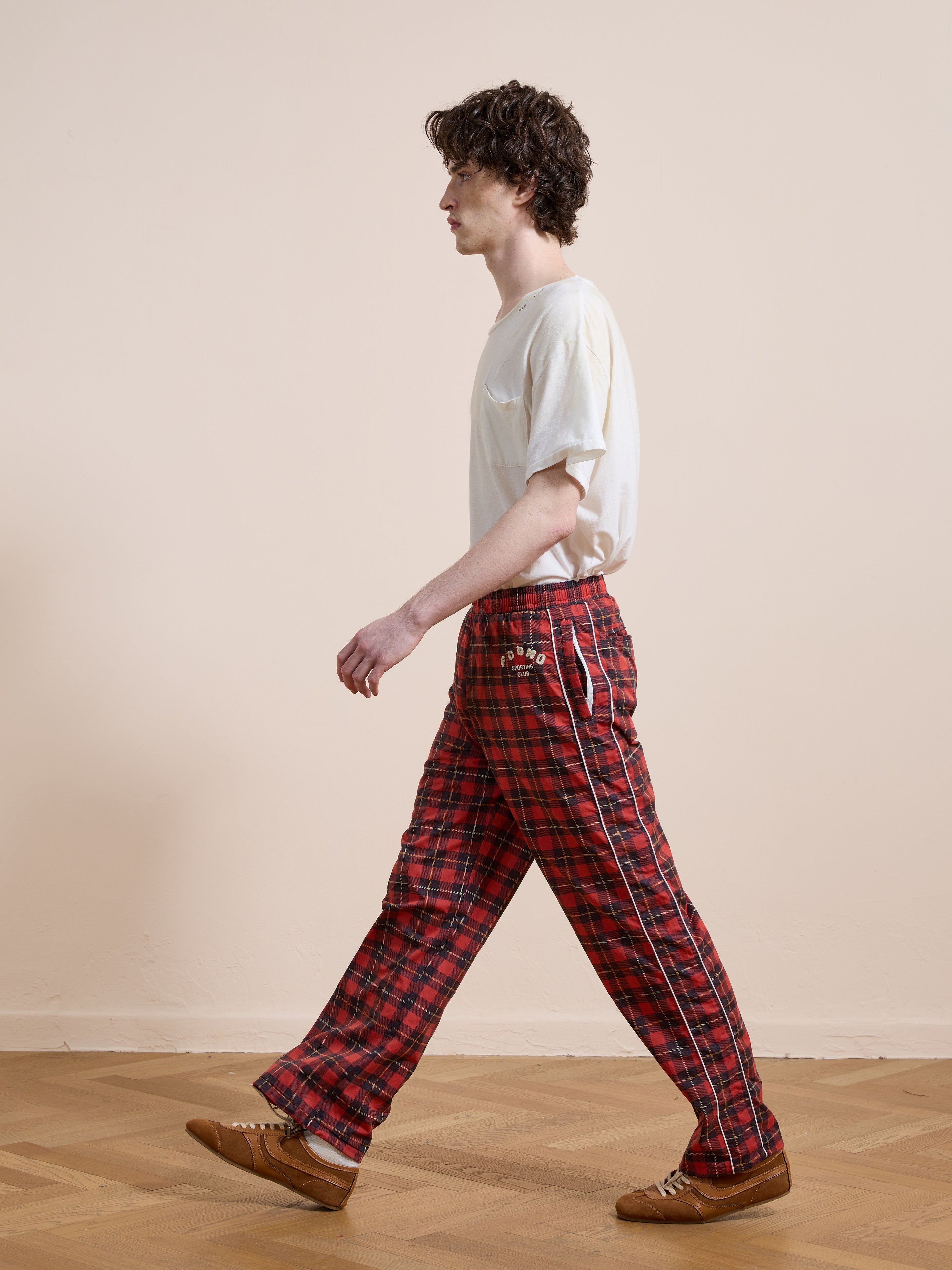 Red Plaid Track Pants