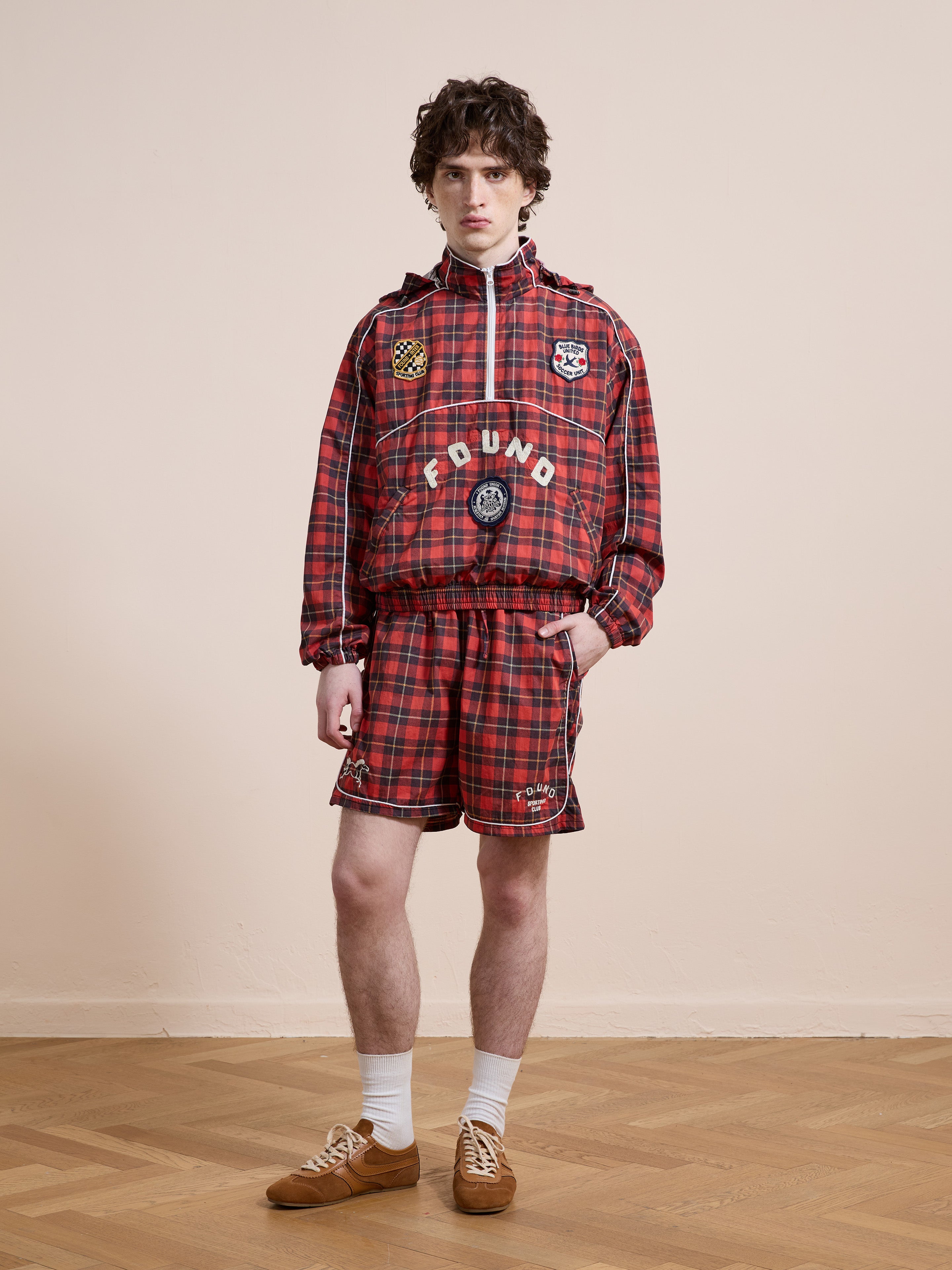 Red Plaid Track Shorts