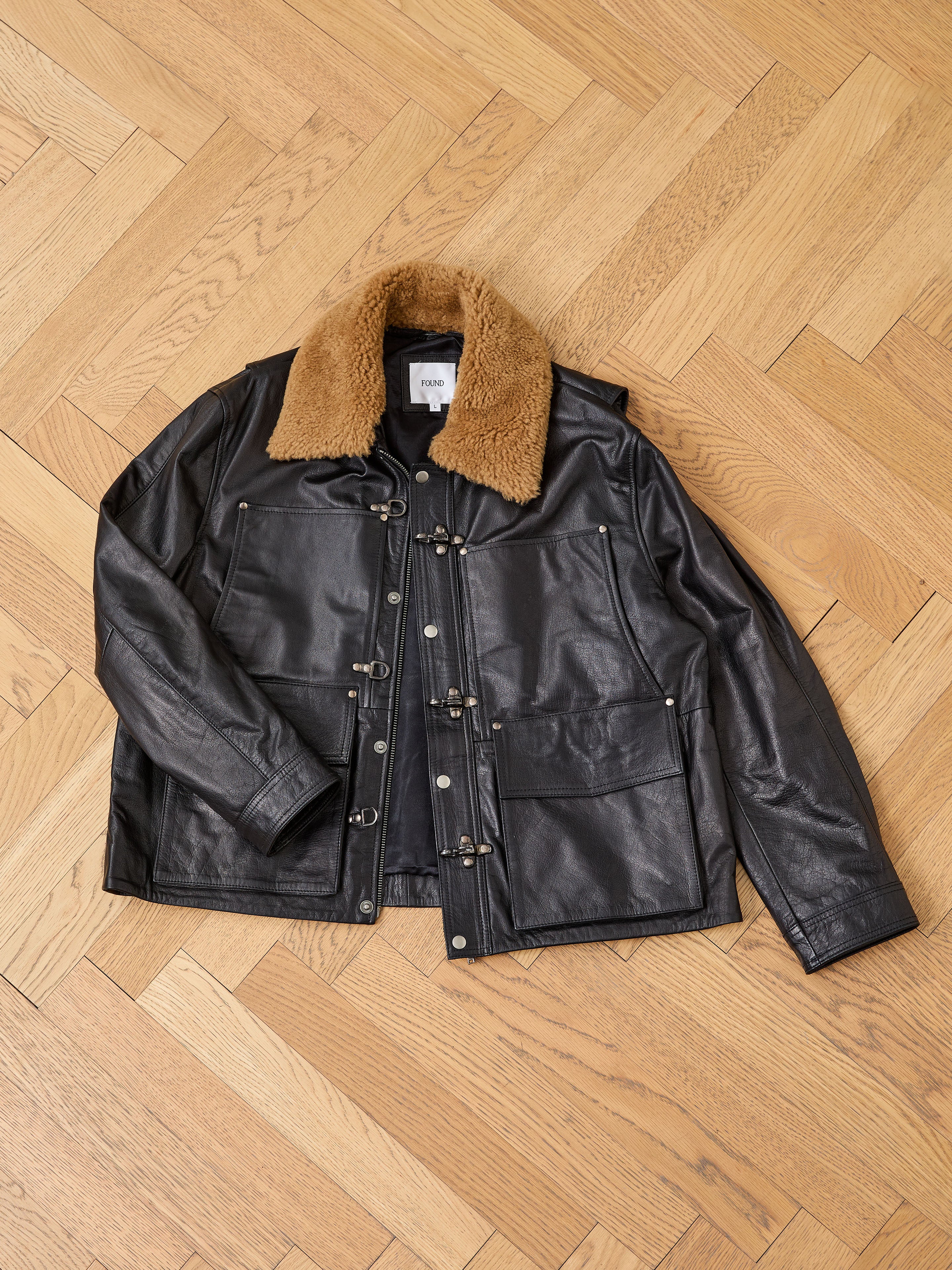 Sherpa Collar Leather Utility Jacket