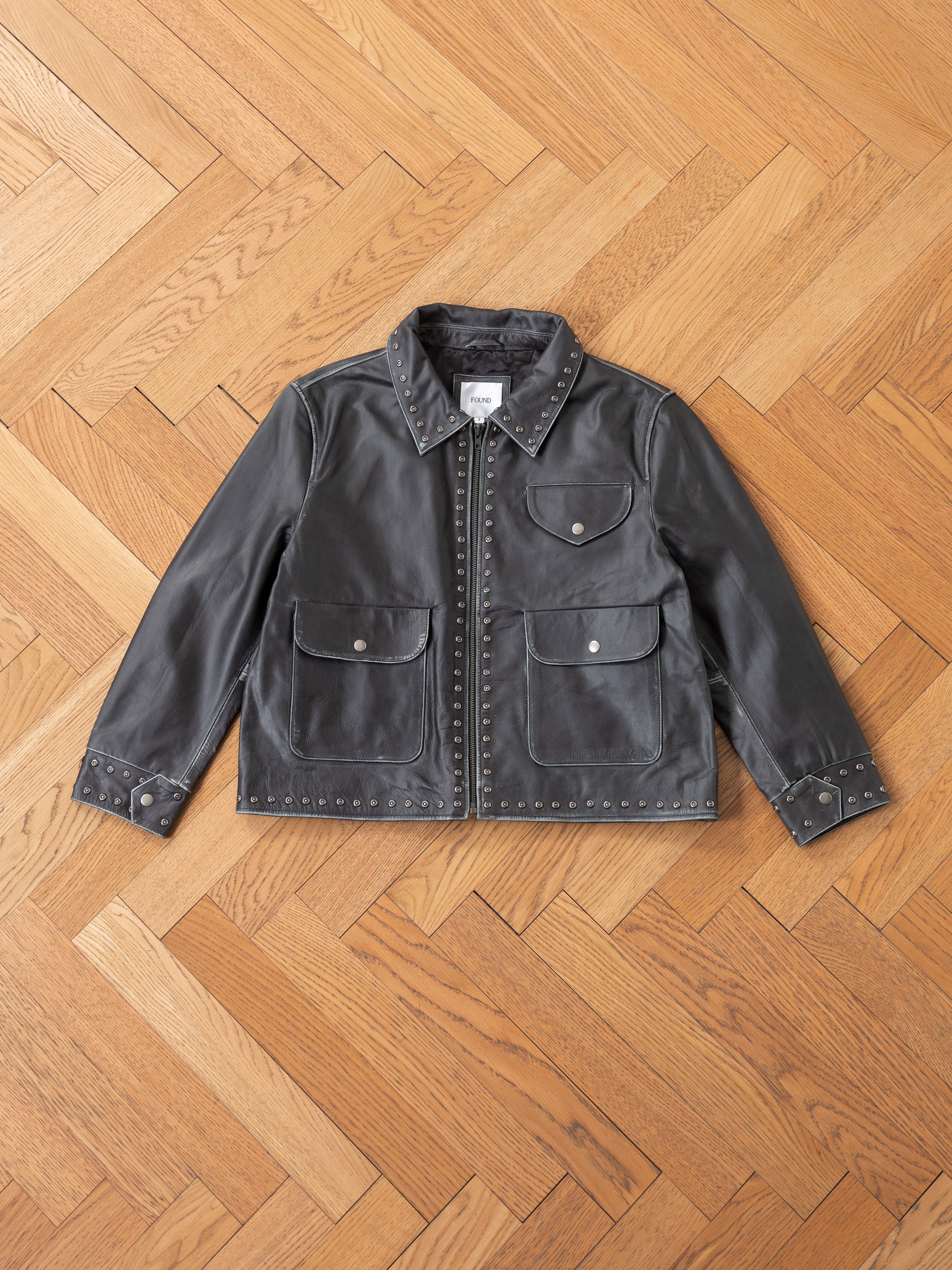 Studded Leather Pocket Jacket