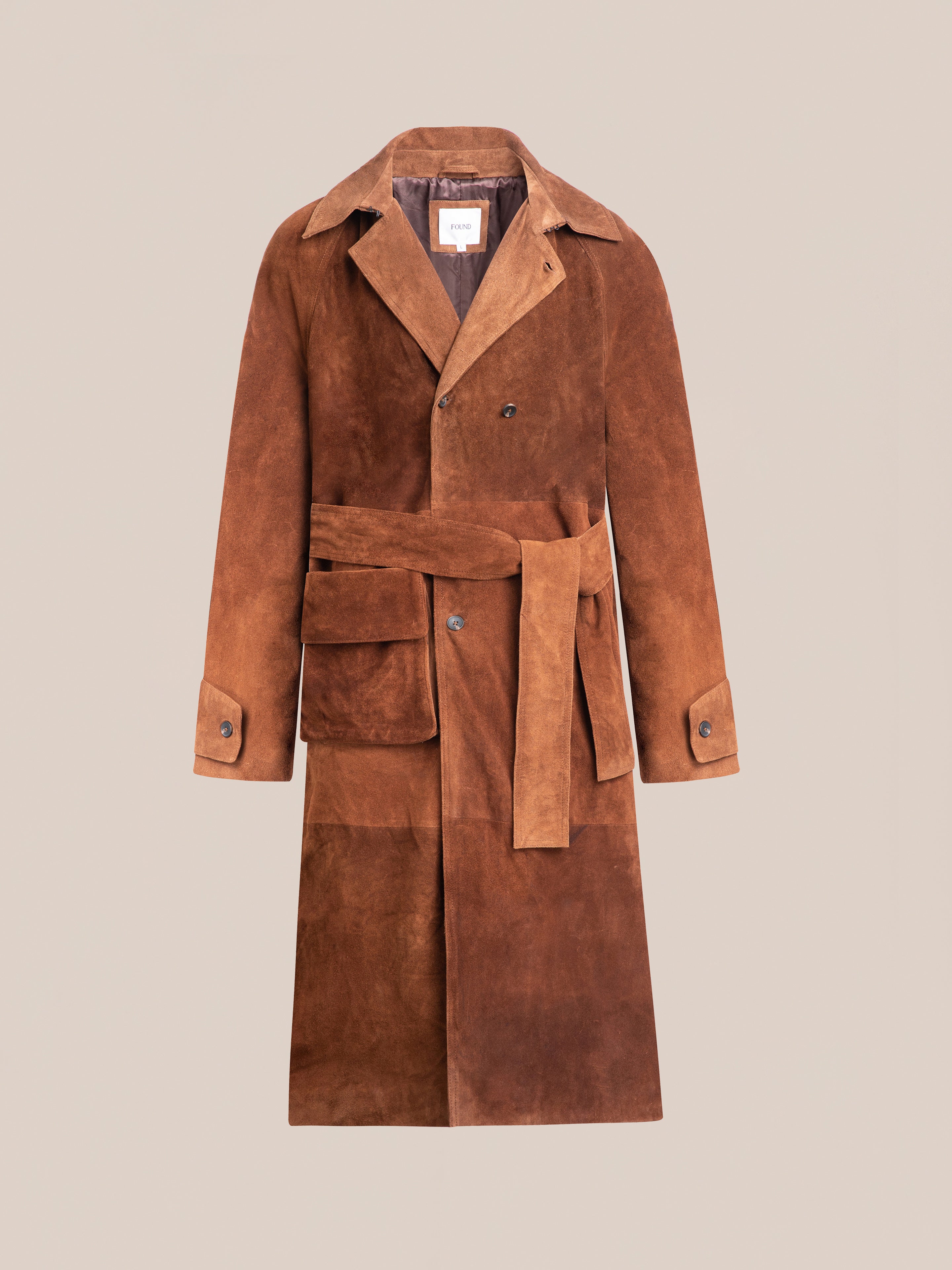 Suede Leather Trench Coat