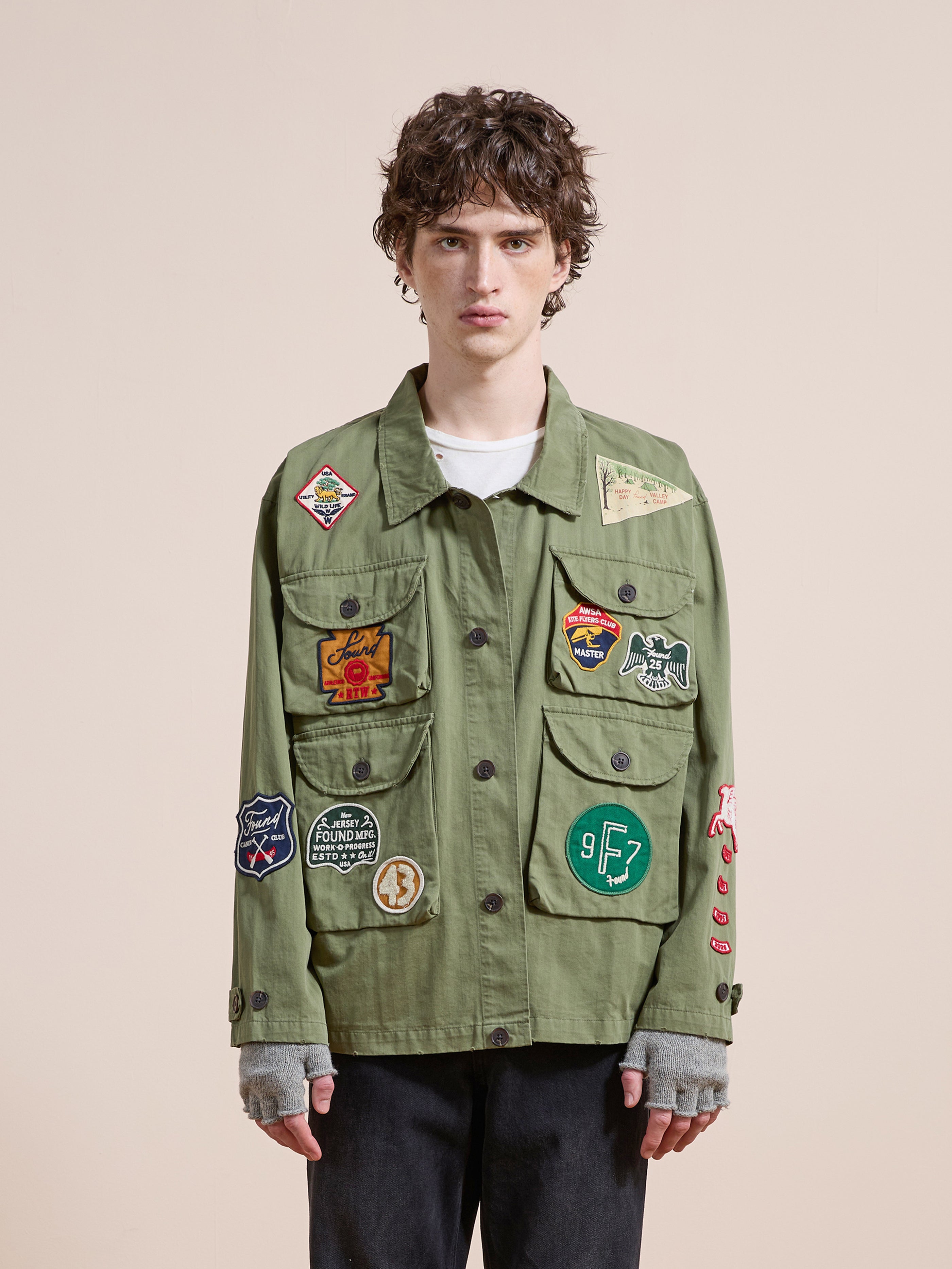 Herringbone Utility Patchwork Jacket