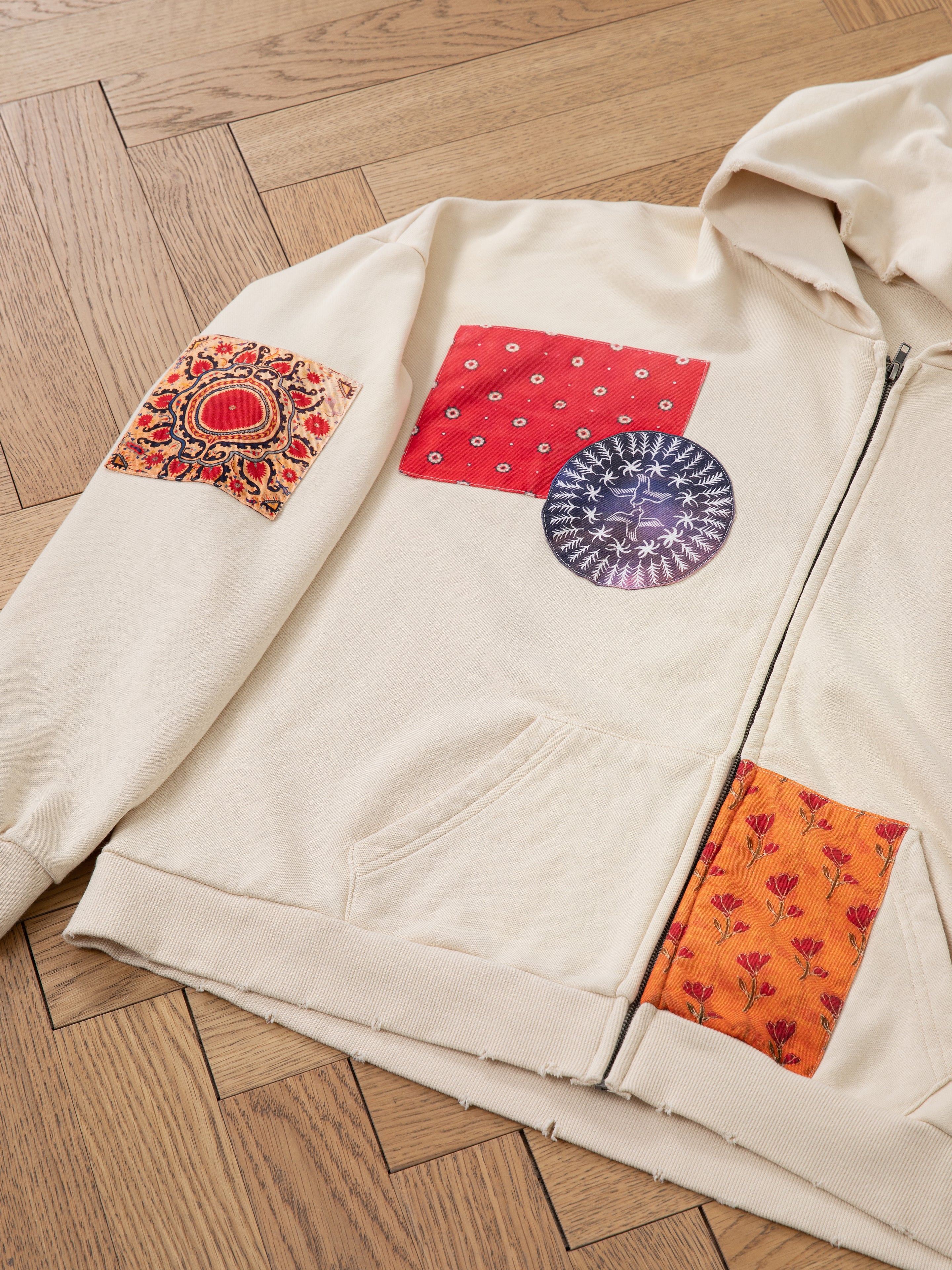 Tapestry Patchwork Zip Up Hoodie