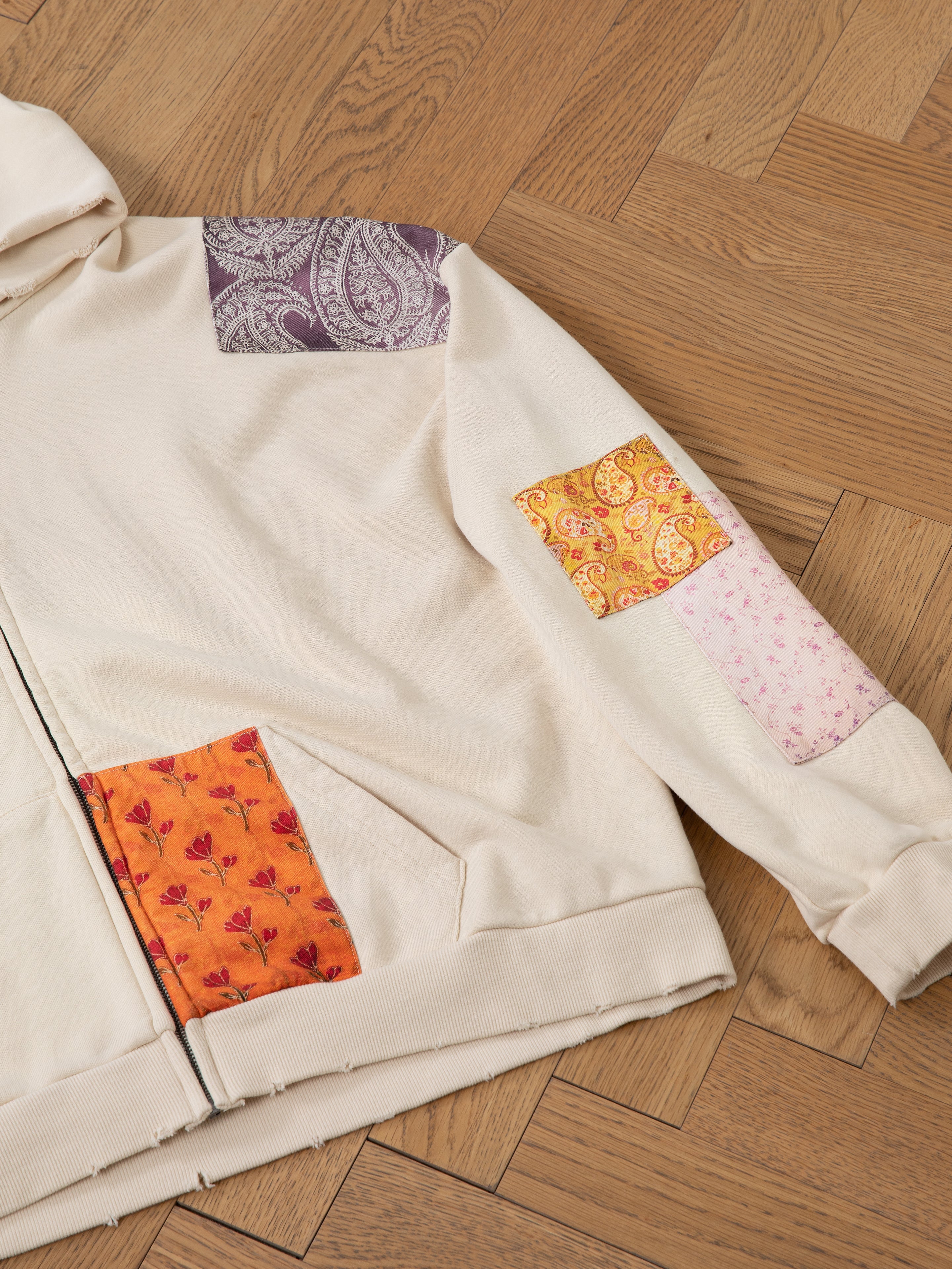 Tapestry Patchwork Zip Up Hoodie