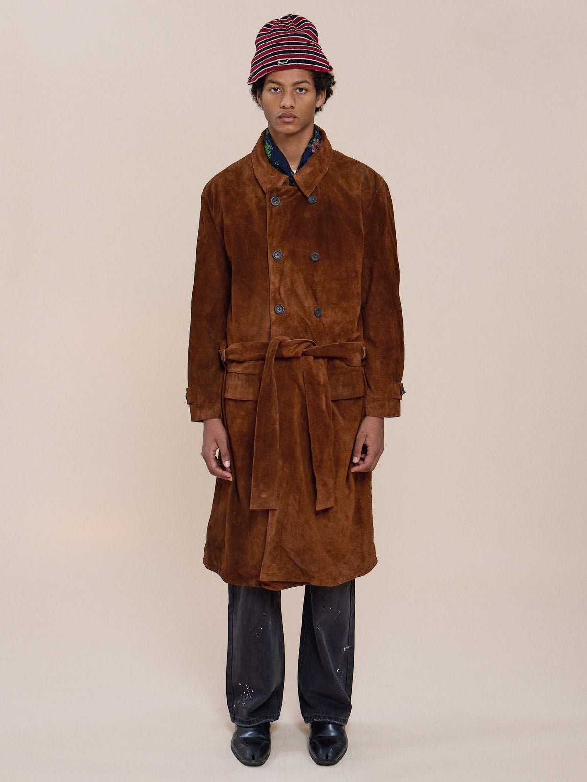 Belted Suede Trench Coat