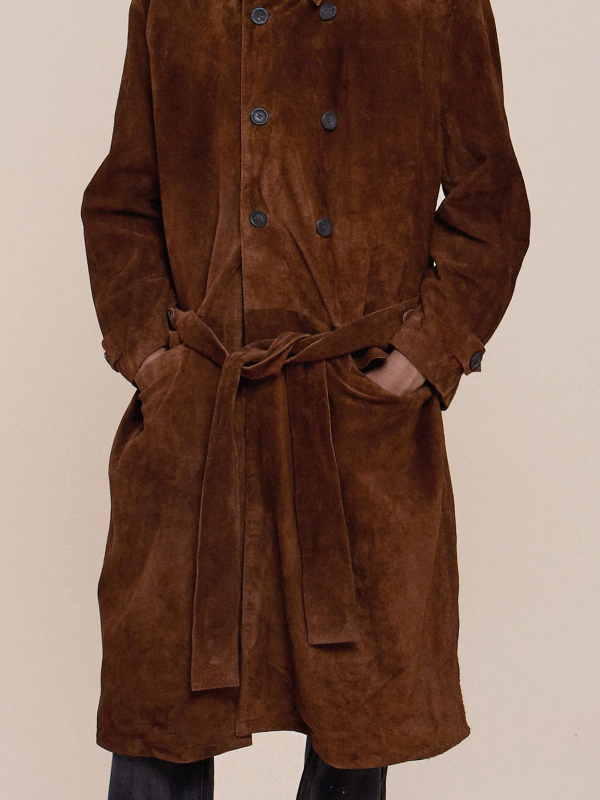 Belted Suede Trench Coat