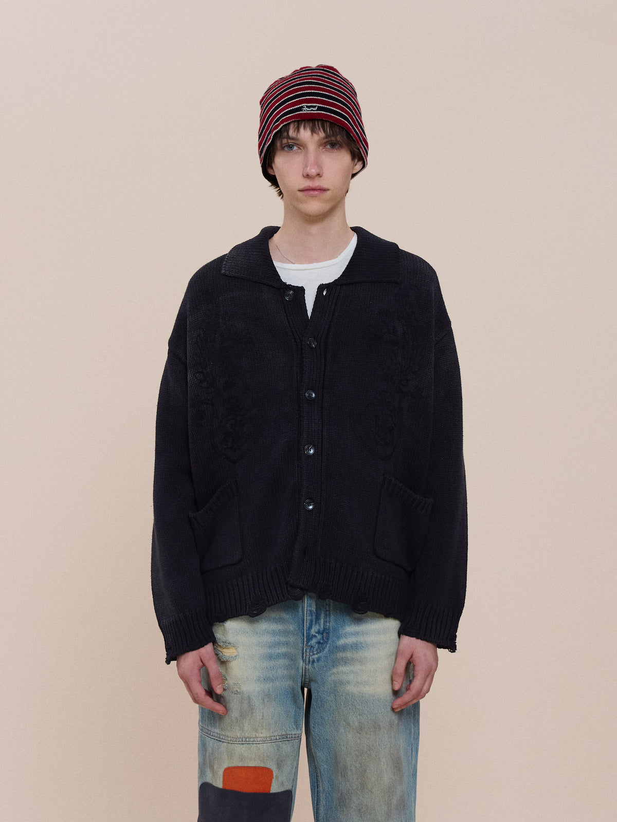 Chainstitch Embroidered Button Cardigan