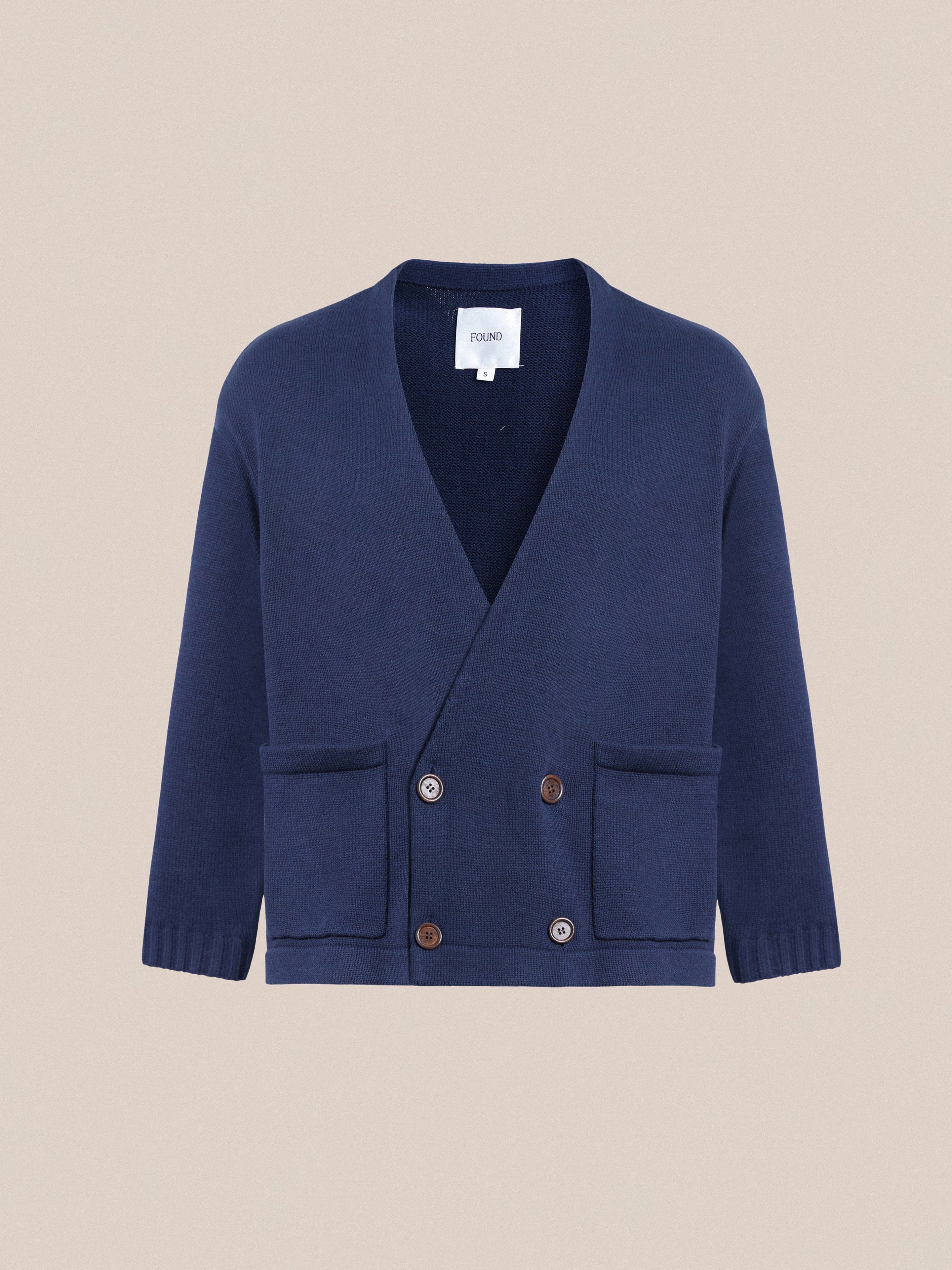 Double-breasted Knit cardigan ネイビー Men's Double Breasted Shawl Cable Knit Cardigan - Aran Sweaters Direct
