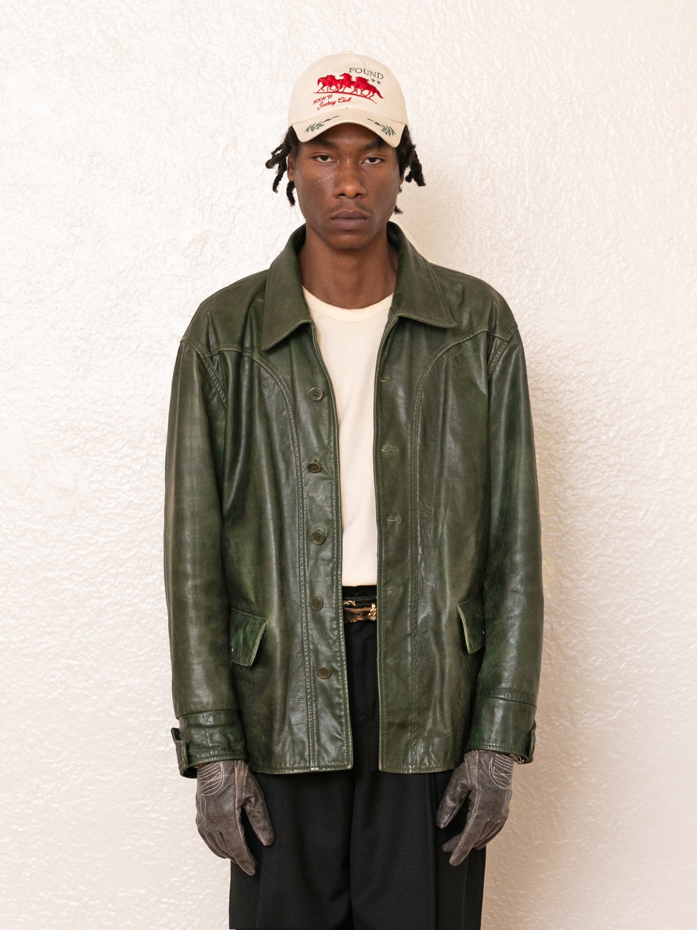 BALMAN オリーブグリーン レザージャケット 勘太郎 Leather Field Jacket