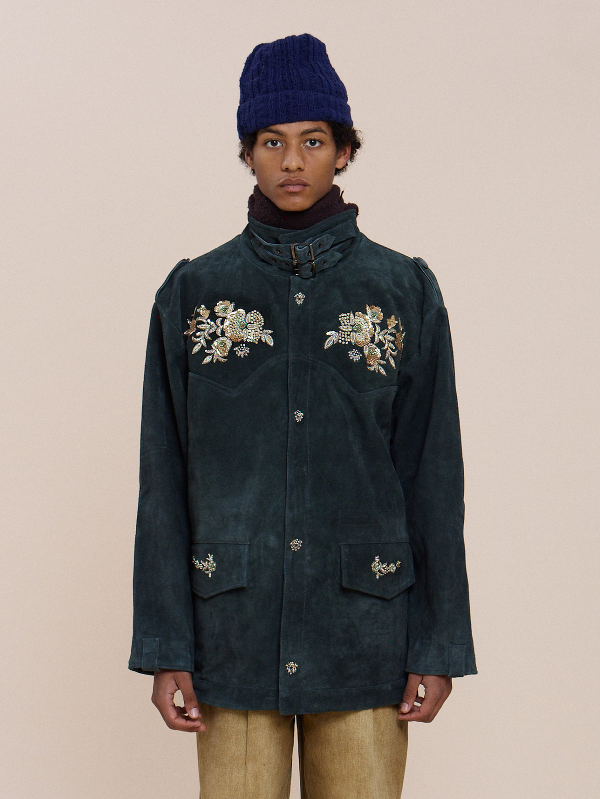 Hand Embroidered Suede M65 Jacket