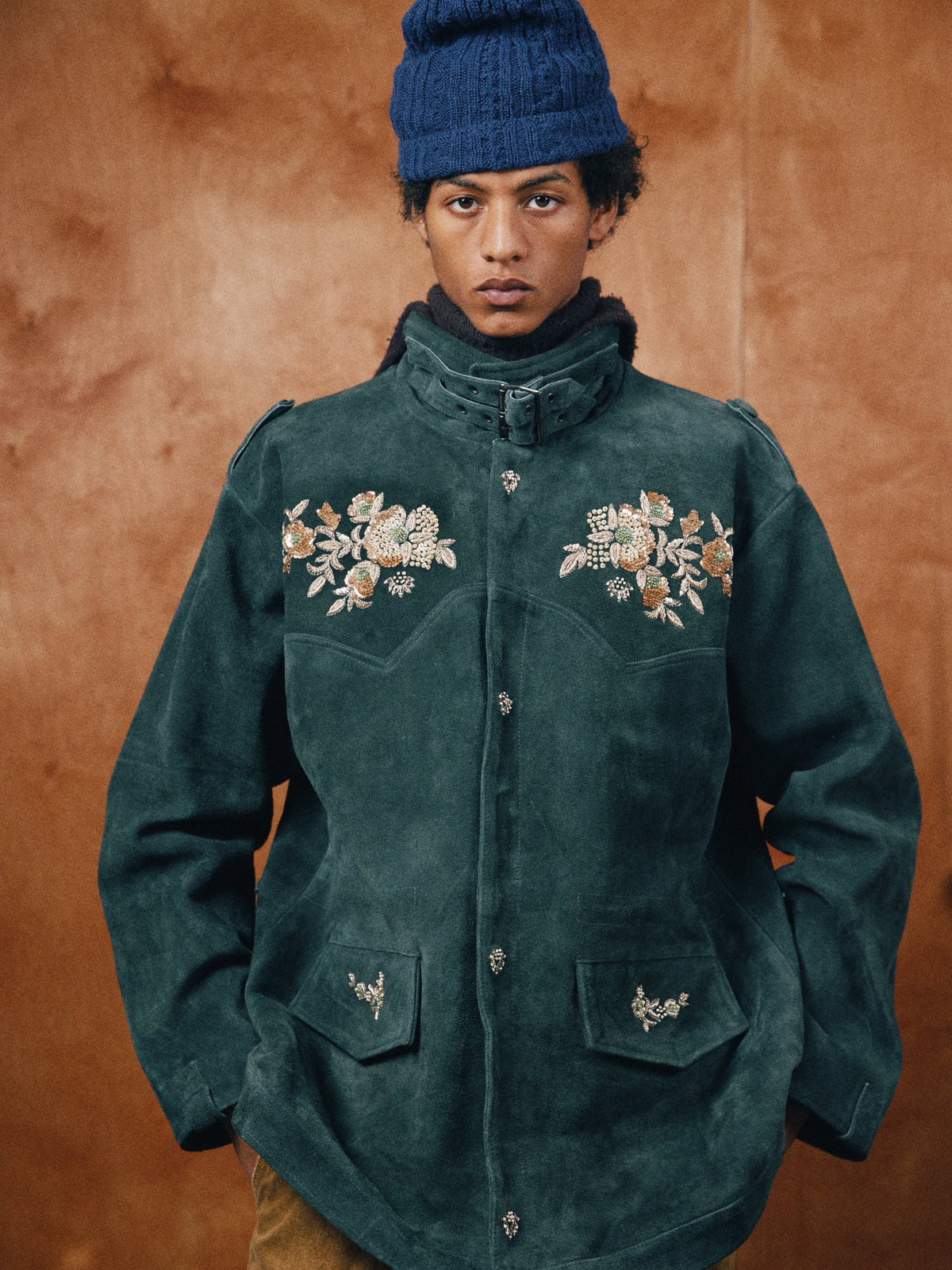 Hand Embroidered Suede M65 Jacket