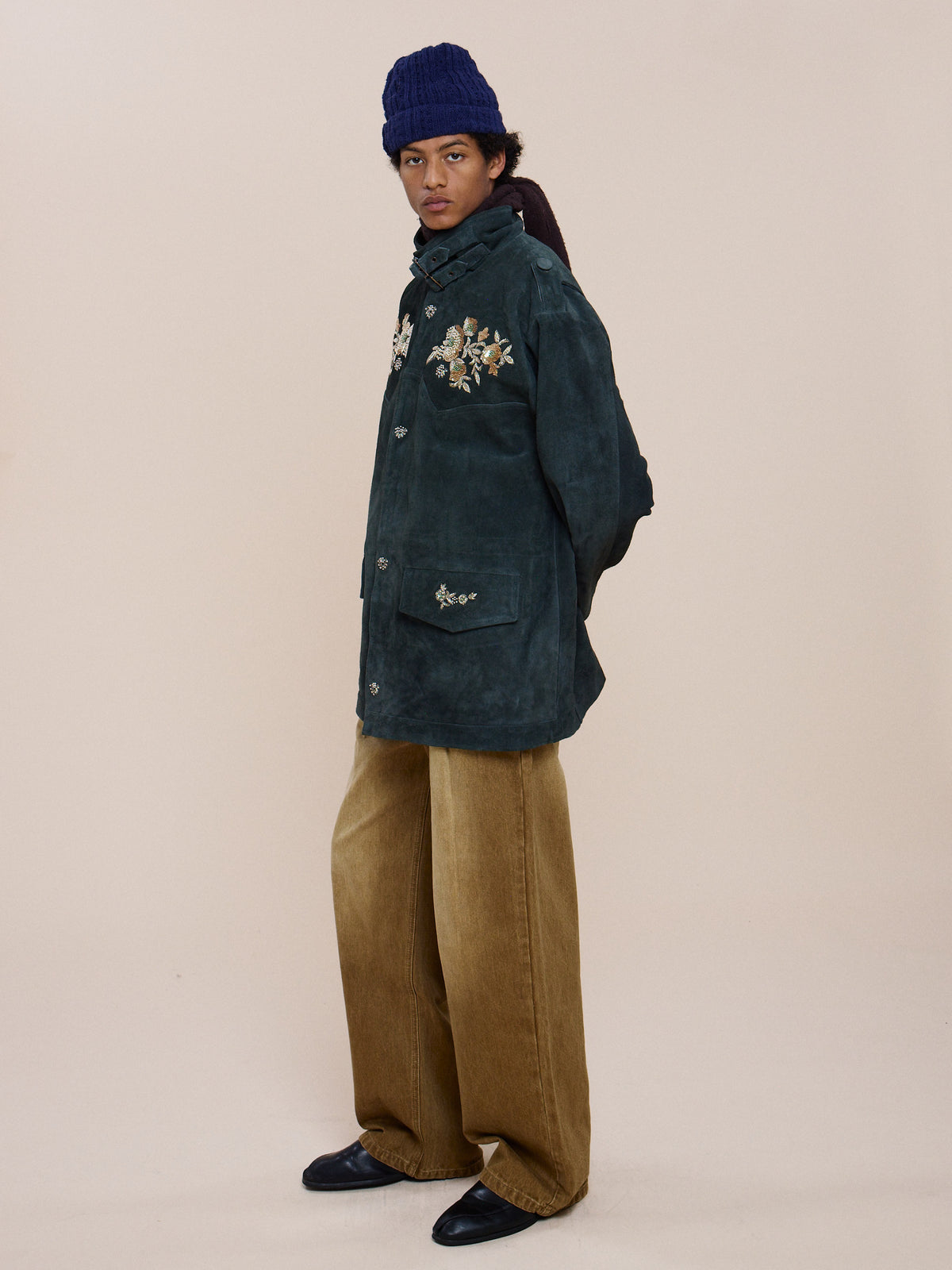 Hand Embroidered Suede M65 Jacket