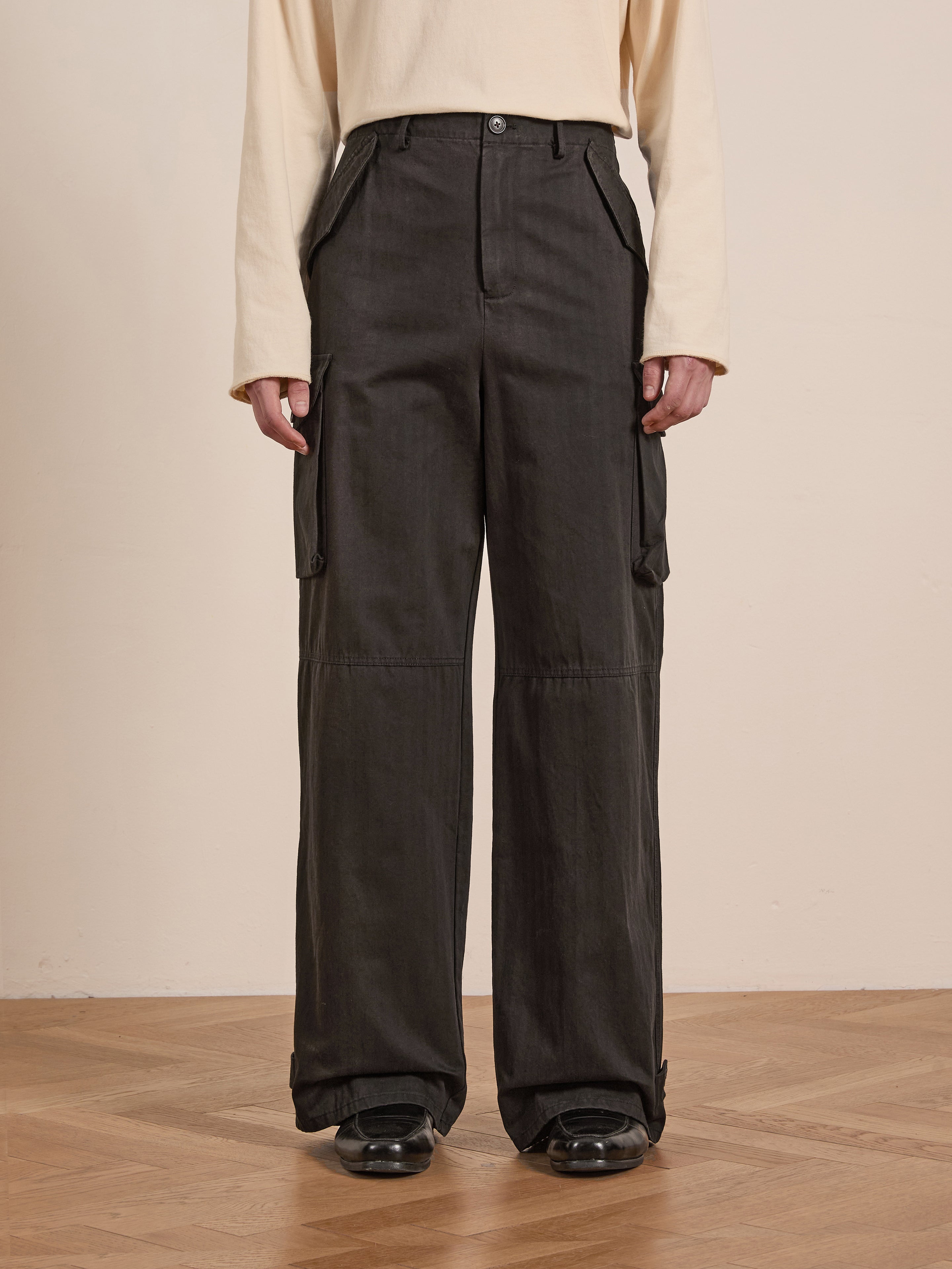 00s NICOLE herringbone cargo flare pants Cargo Pants Herringbone 