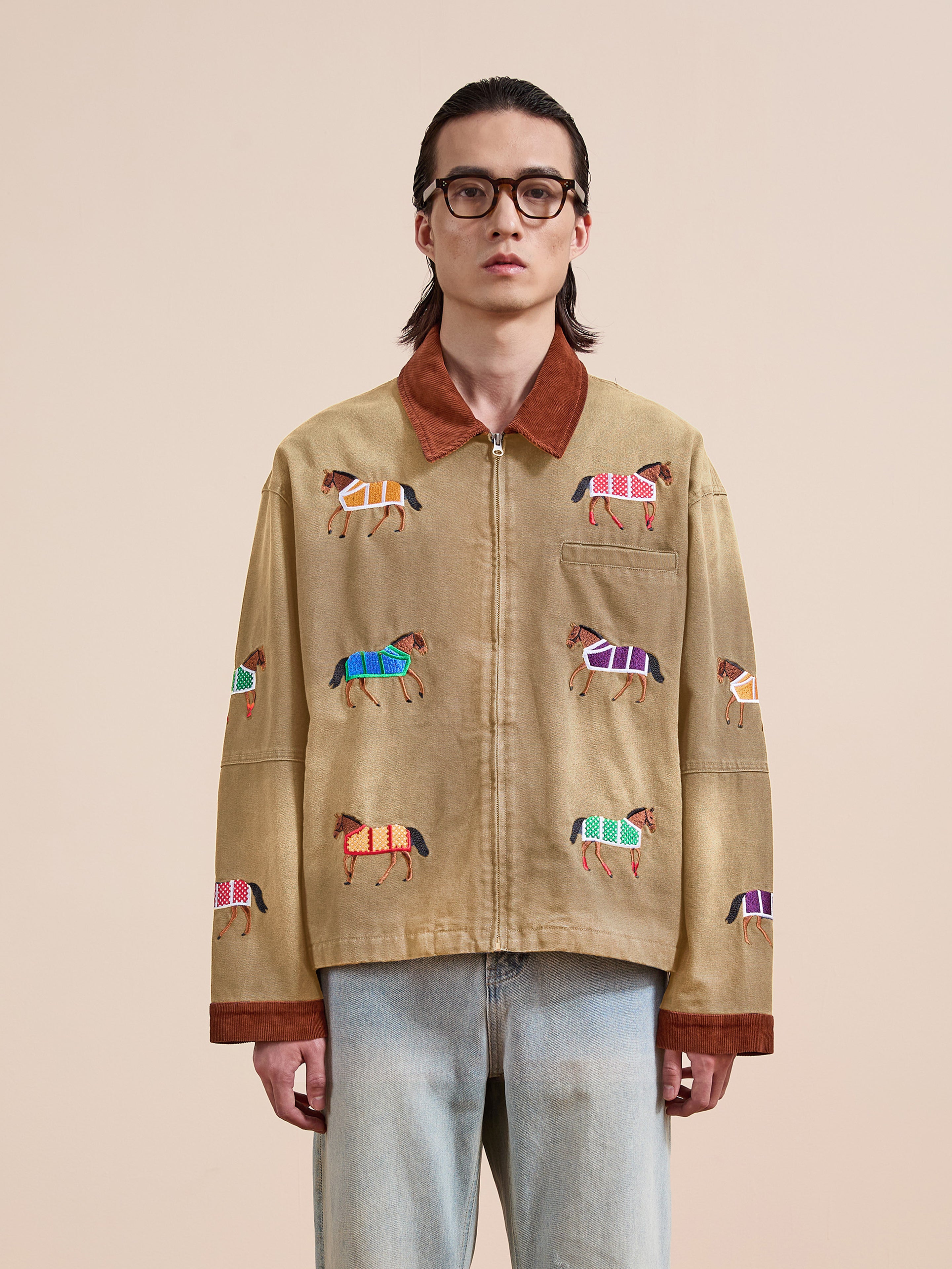 Lariat Horse Embroidered Work Jacket
