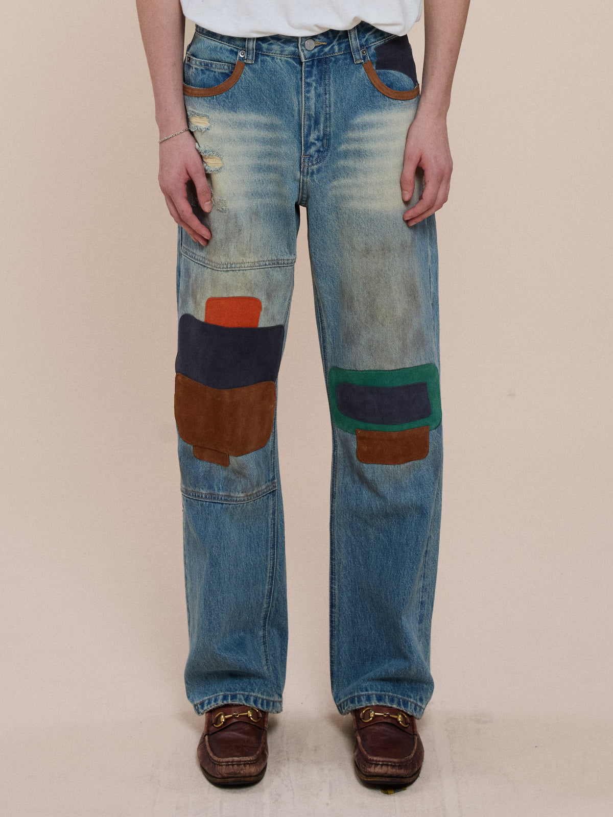 Leather Patch Jeans