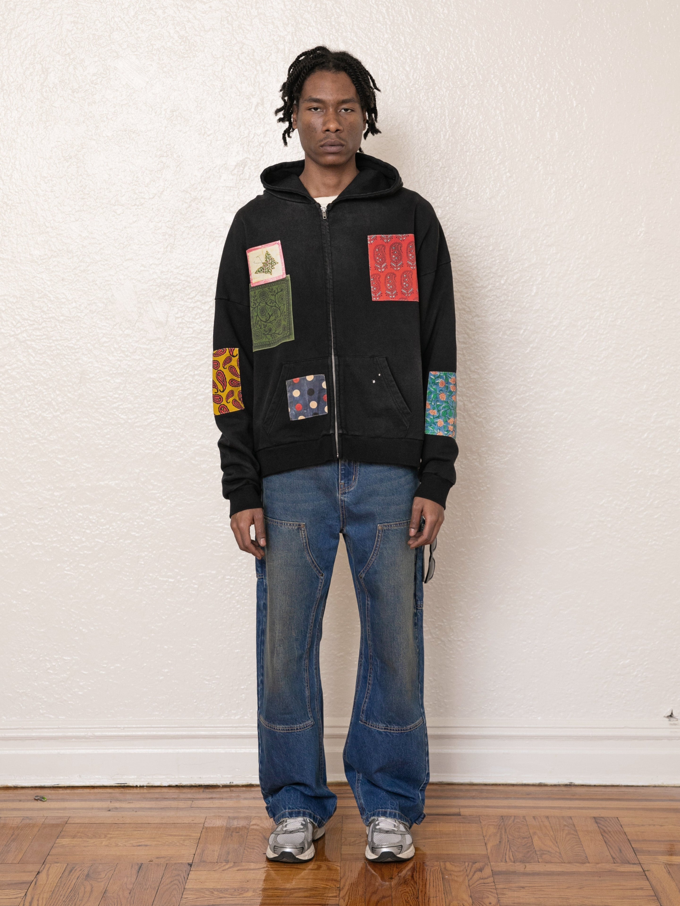 Tapestry Patchwork Zip Up Hoodie