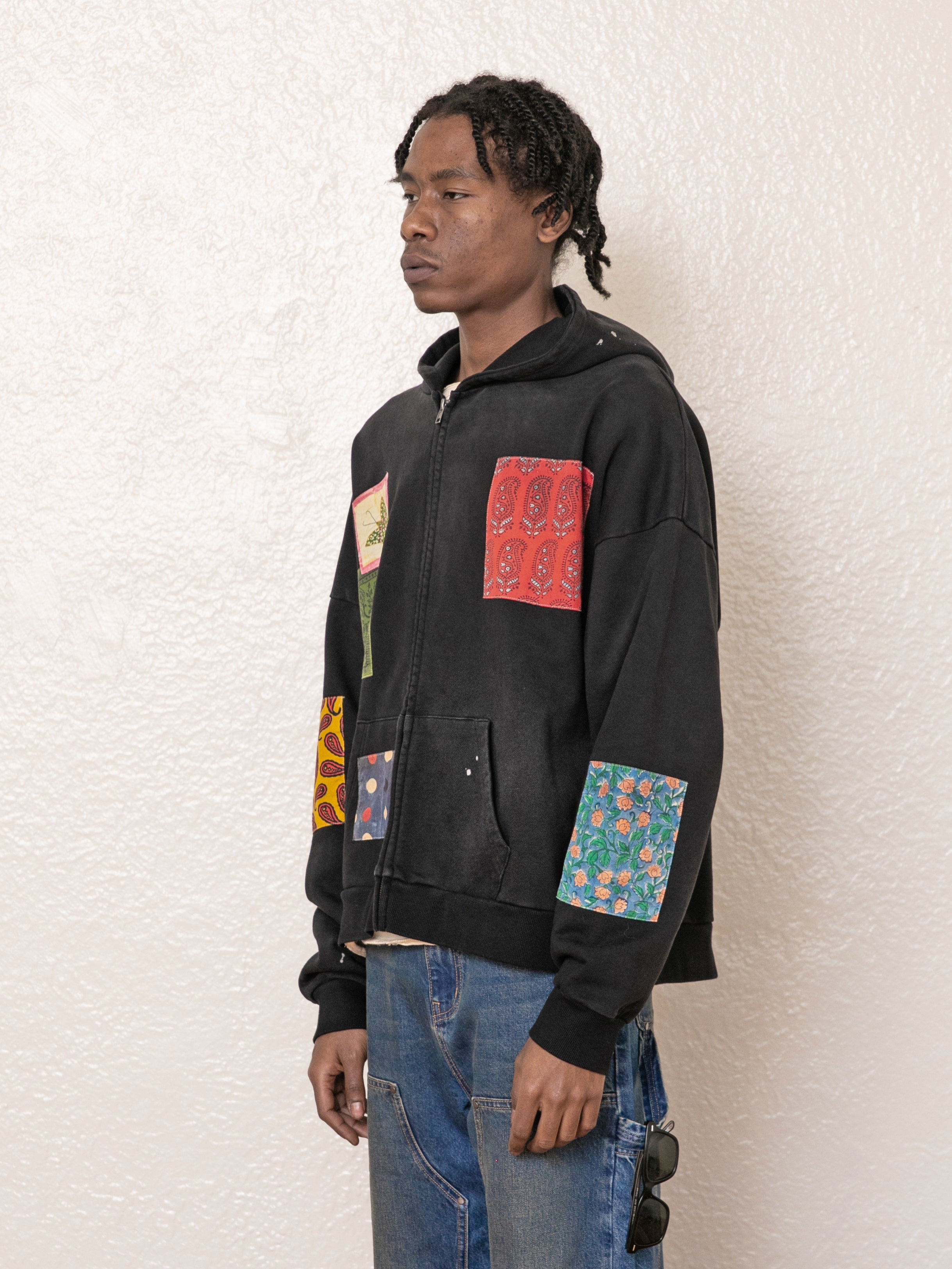 Tapestry Patchwork Zip Up Hoodie