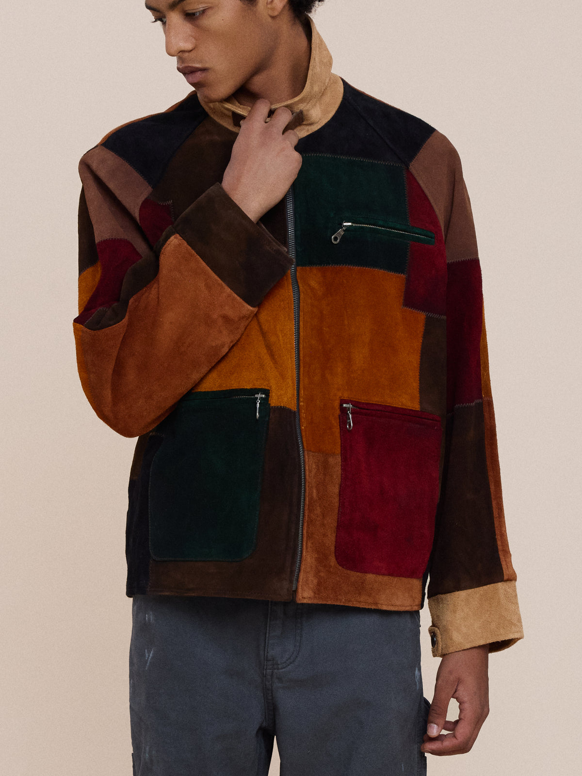 Multi Patch Suede Jacket