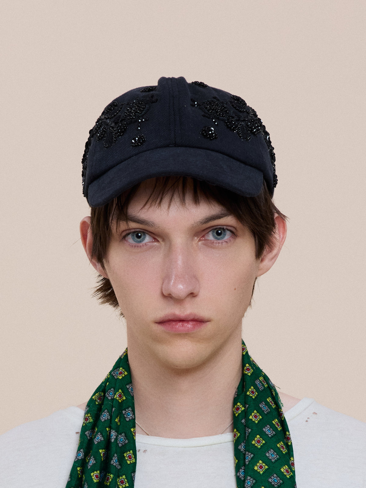 Noir Garden Beaded Cap